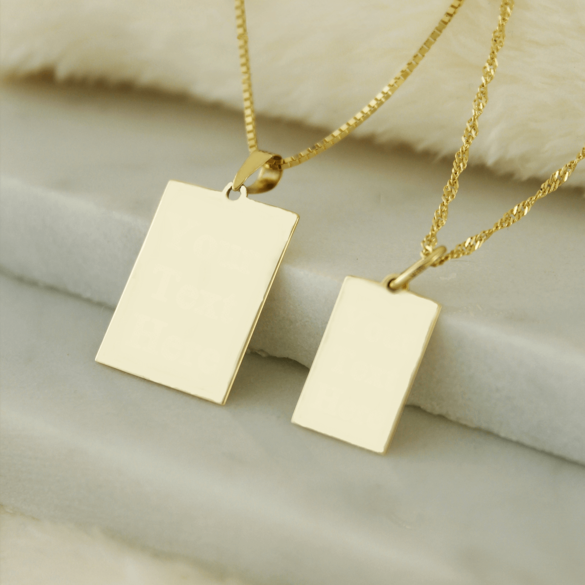 10K Solid Gold Engravable Tag Pendant