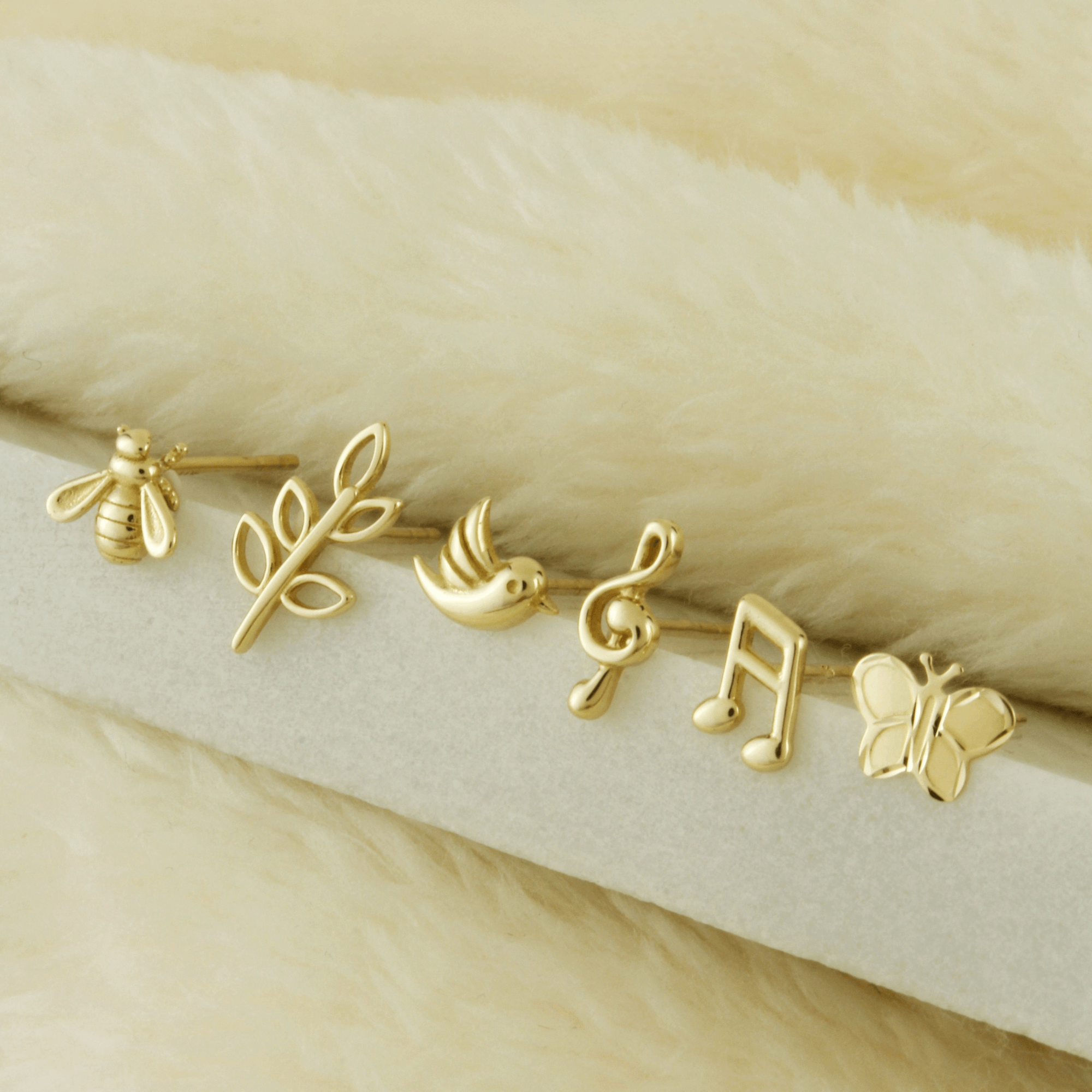 10k Solid Gold Dainty Ear Stud Earrings - Serena Sparkles