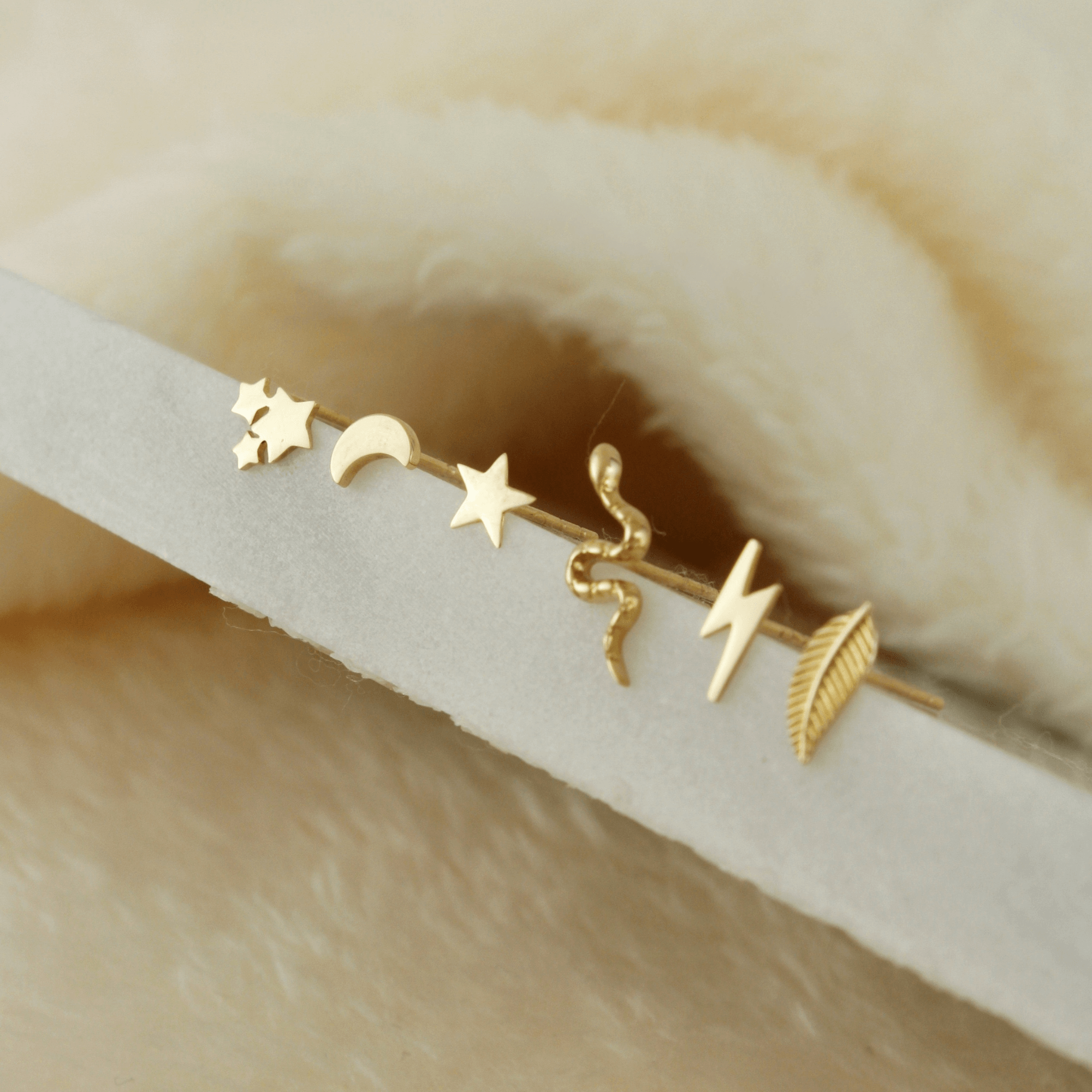 10k Solid Gold Dainty Ear Stud Earrings - Serena Sparkles