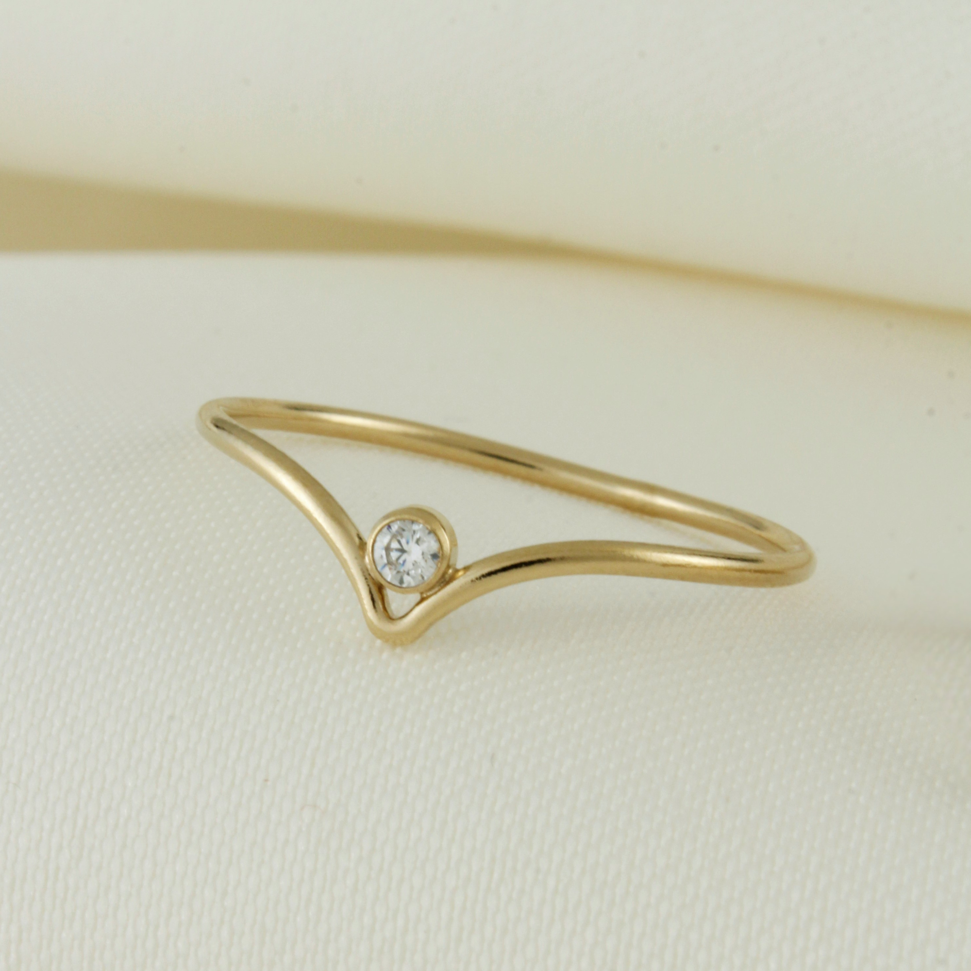 14k Gold Filled Tarnish Resistant CZ Chevron Ring