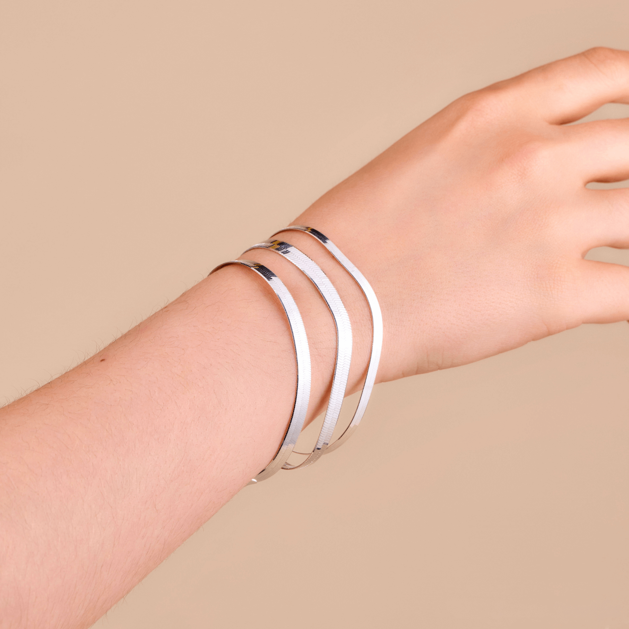 925 Sterling Silver Herringbone Chain Bracelet - Serena Sparkles