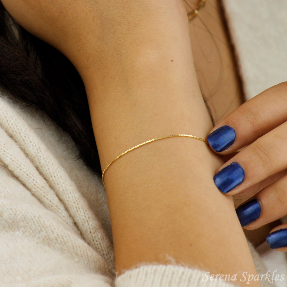 10k Solid Gold Box Chain Bracelet | Serena Sparkles