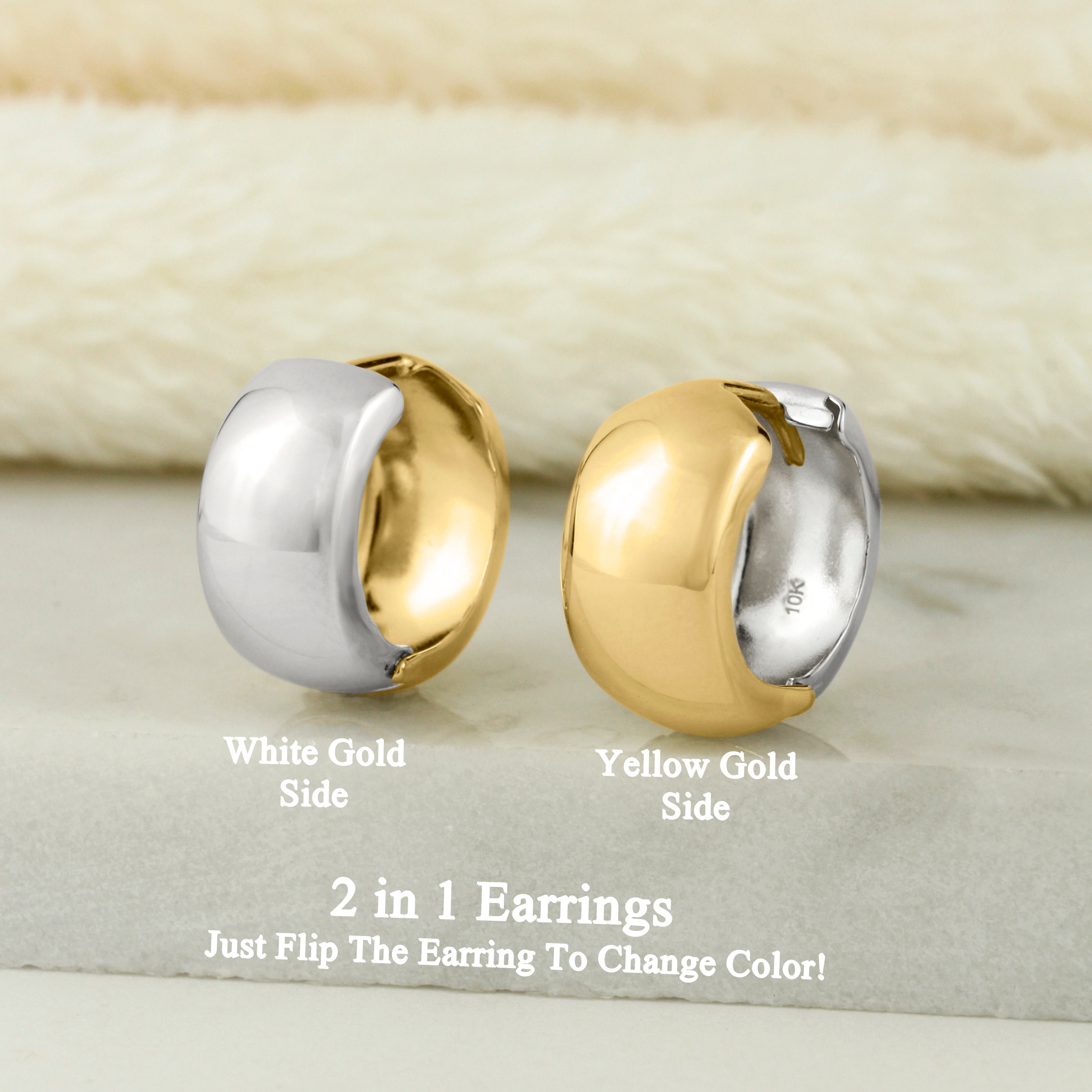 10k Solid Gold Reversible Huggie Hoops
