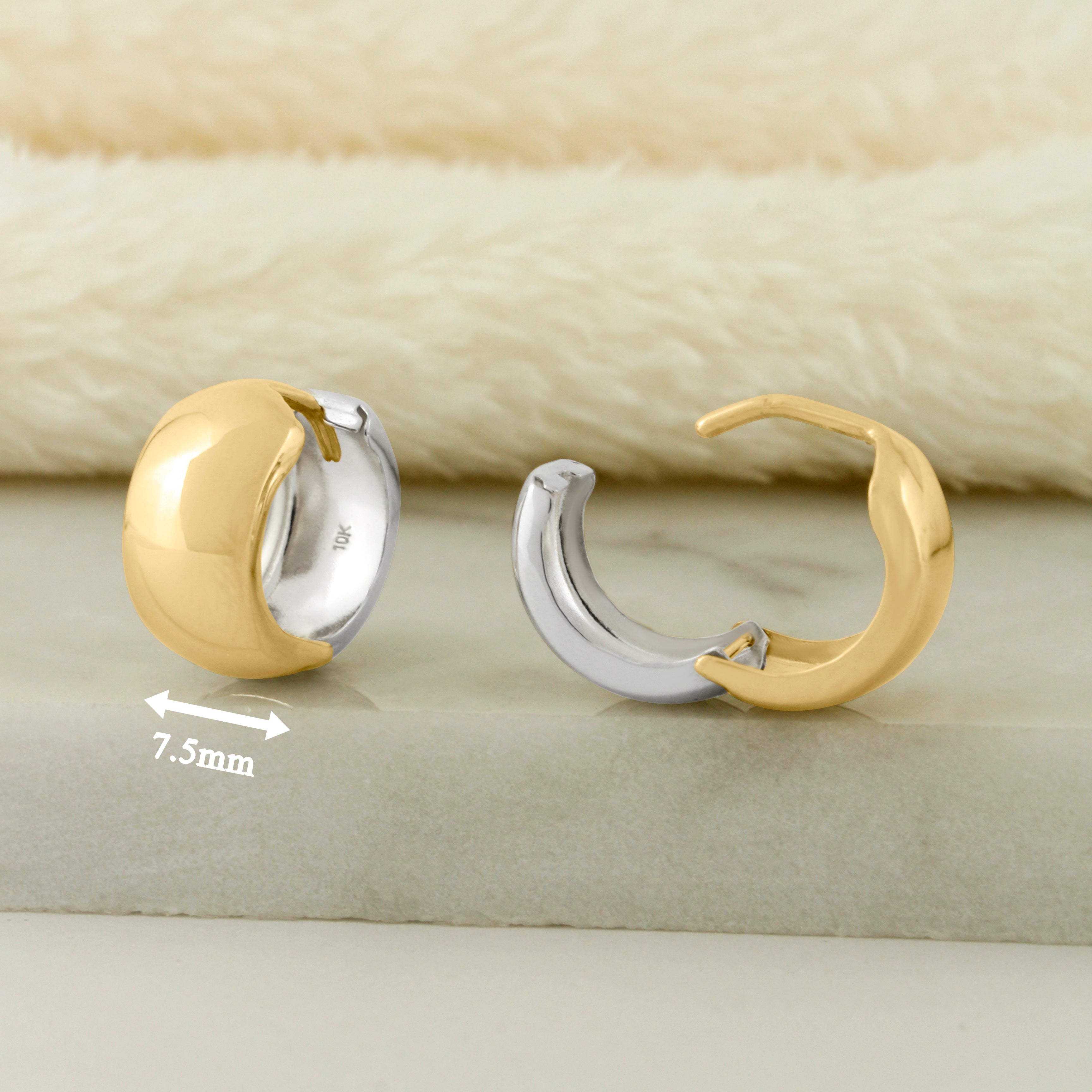 10k Solid Gold Reversible Huggie Hoops
