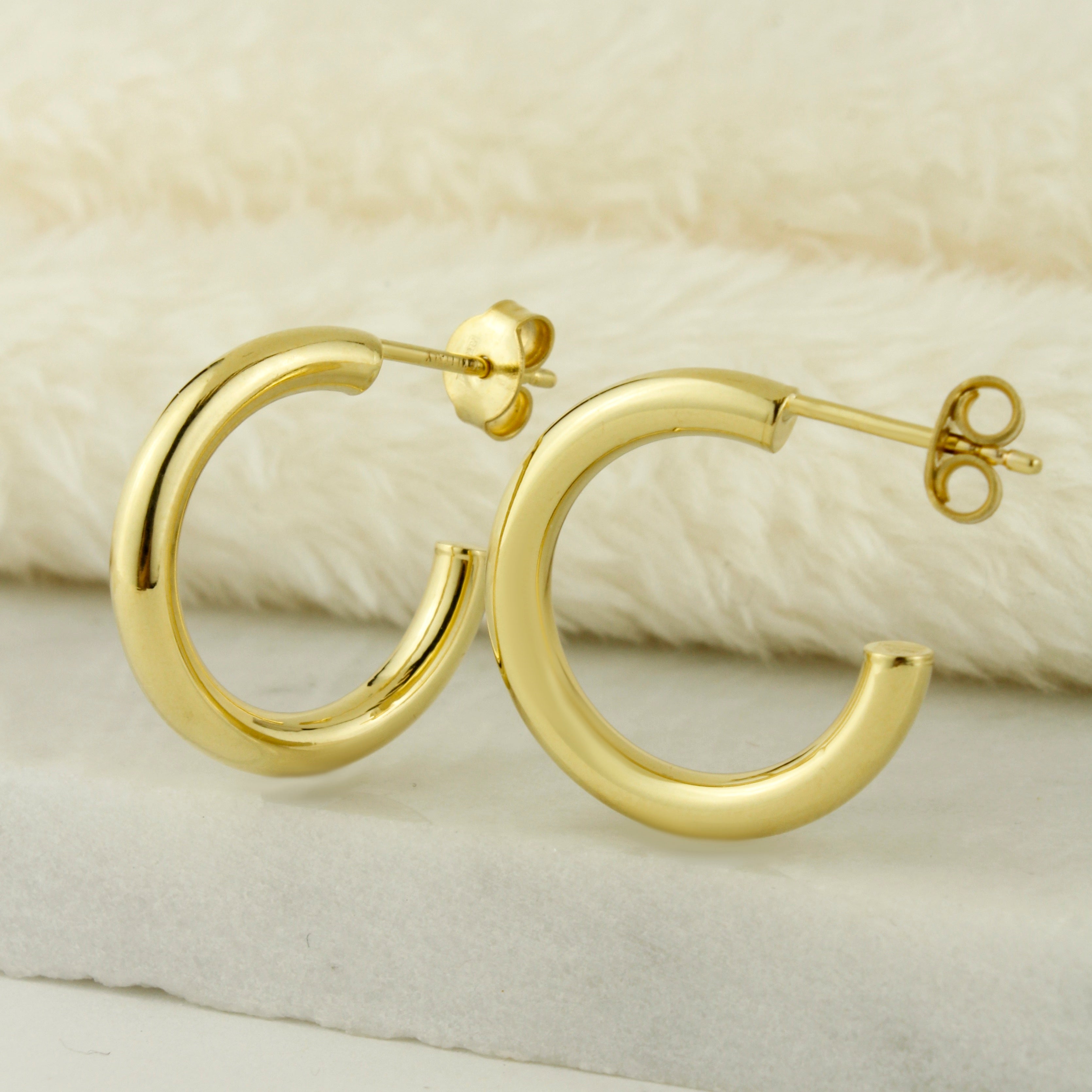 10K Real Gold Tube Hoop Earrings - Serena Sparkles