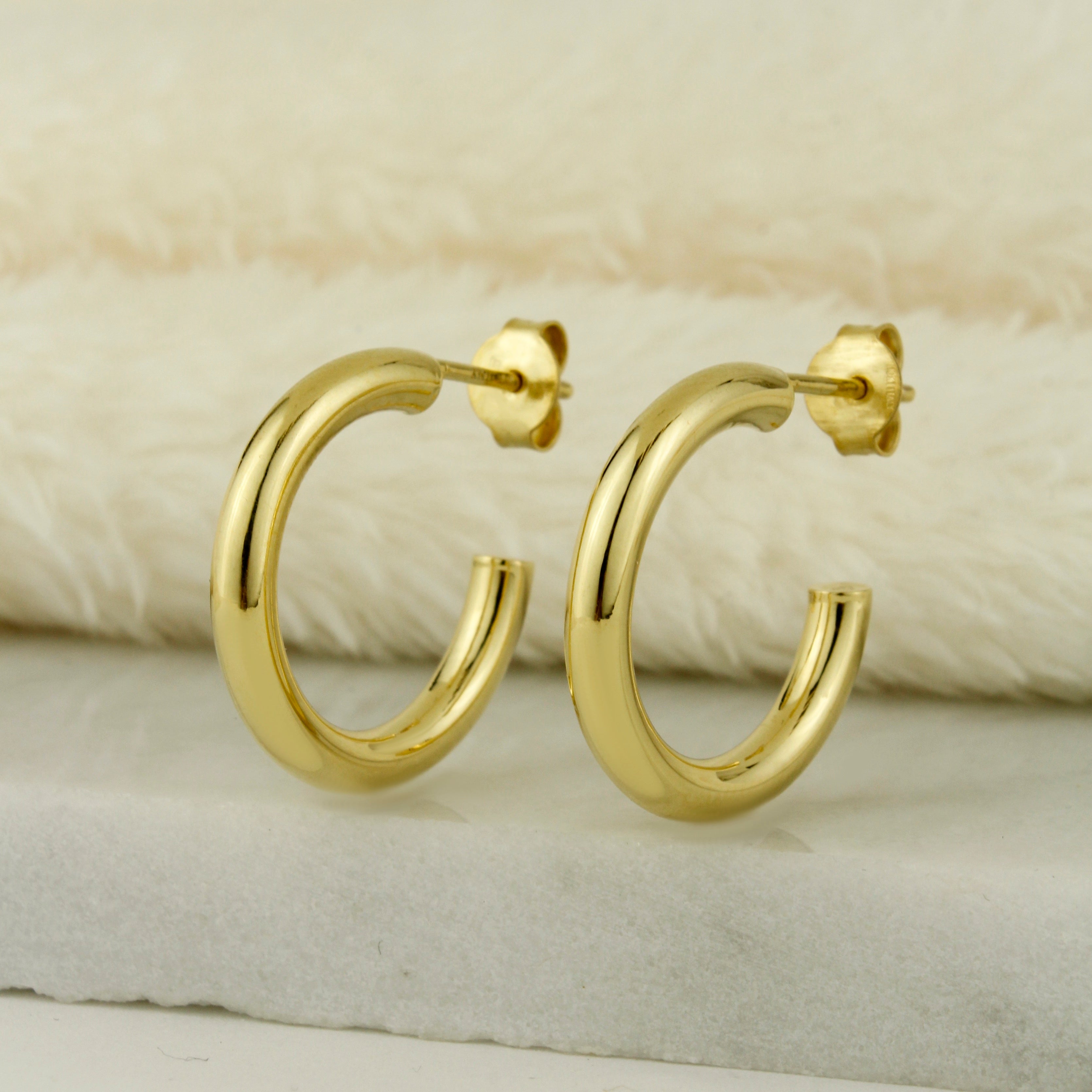 10K Real Gold Tube Hoop Earrings - Serena Sparkles