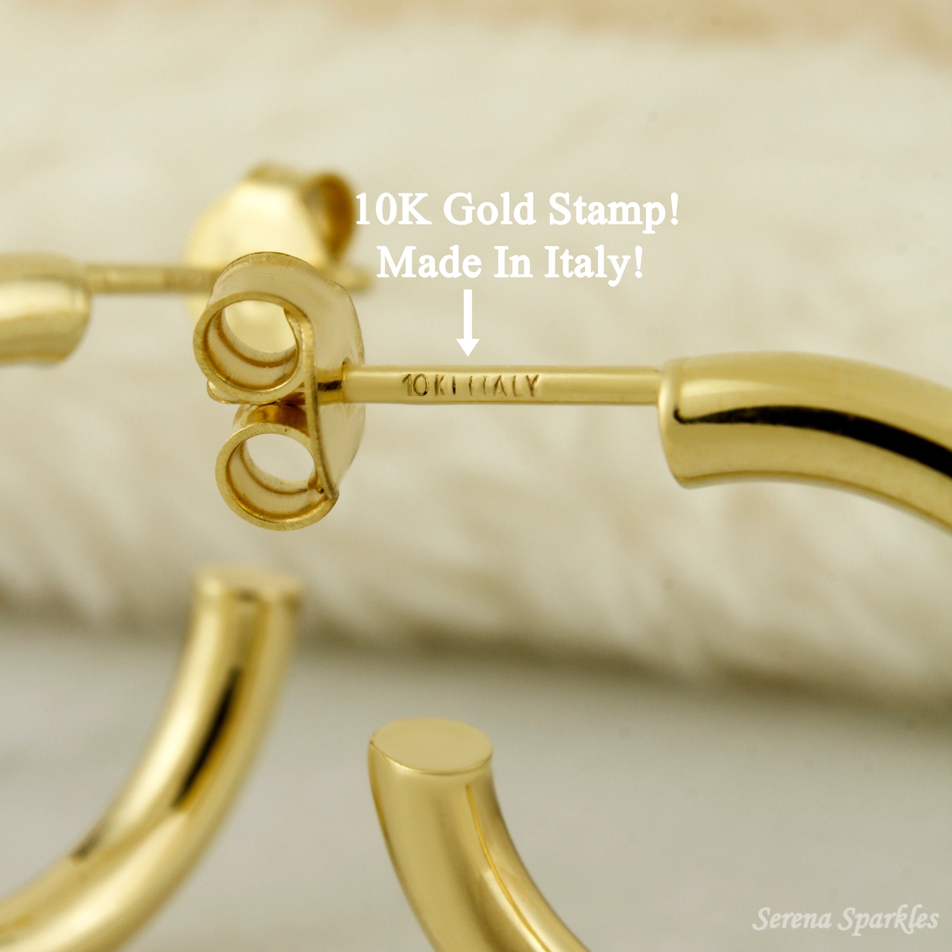 10K Real Gold Tube Hoop Earrings - Serena Sparkles