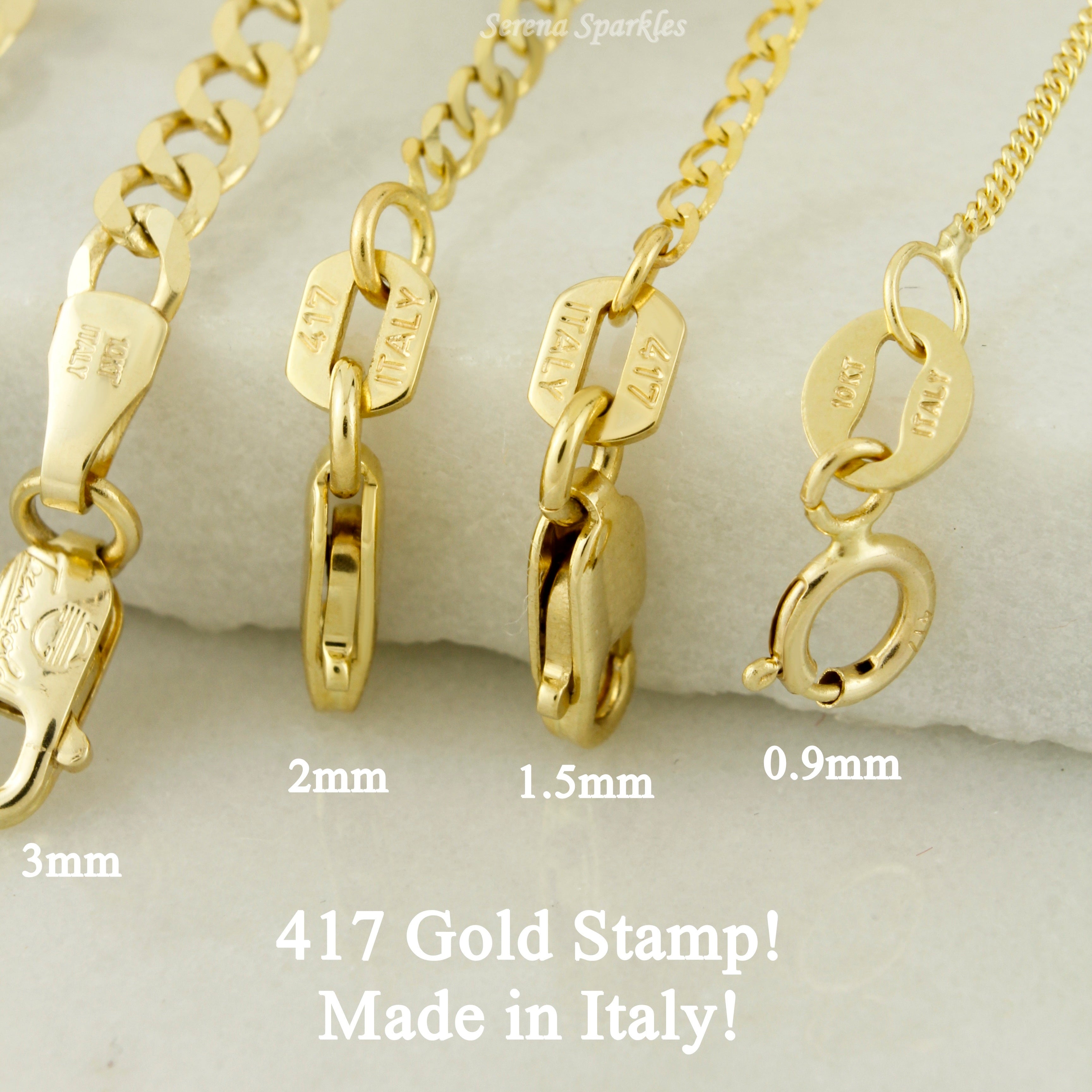 10K Solid Gold Curb Chain Necklace - Serena Sparkles