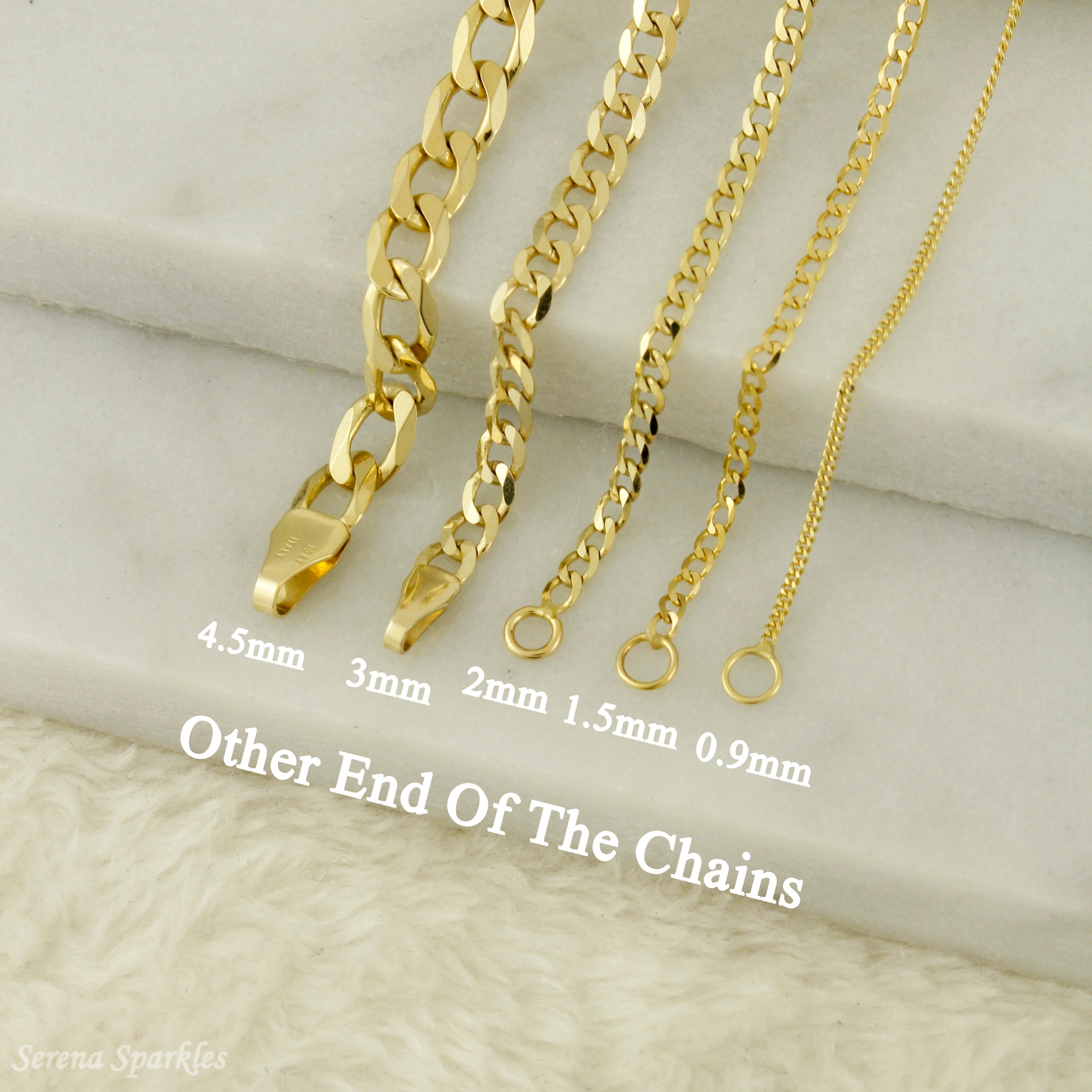 10K Solid Gold Curb Chain Necklace - Serena Sparkles