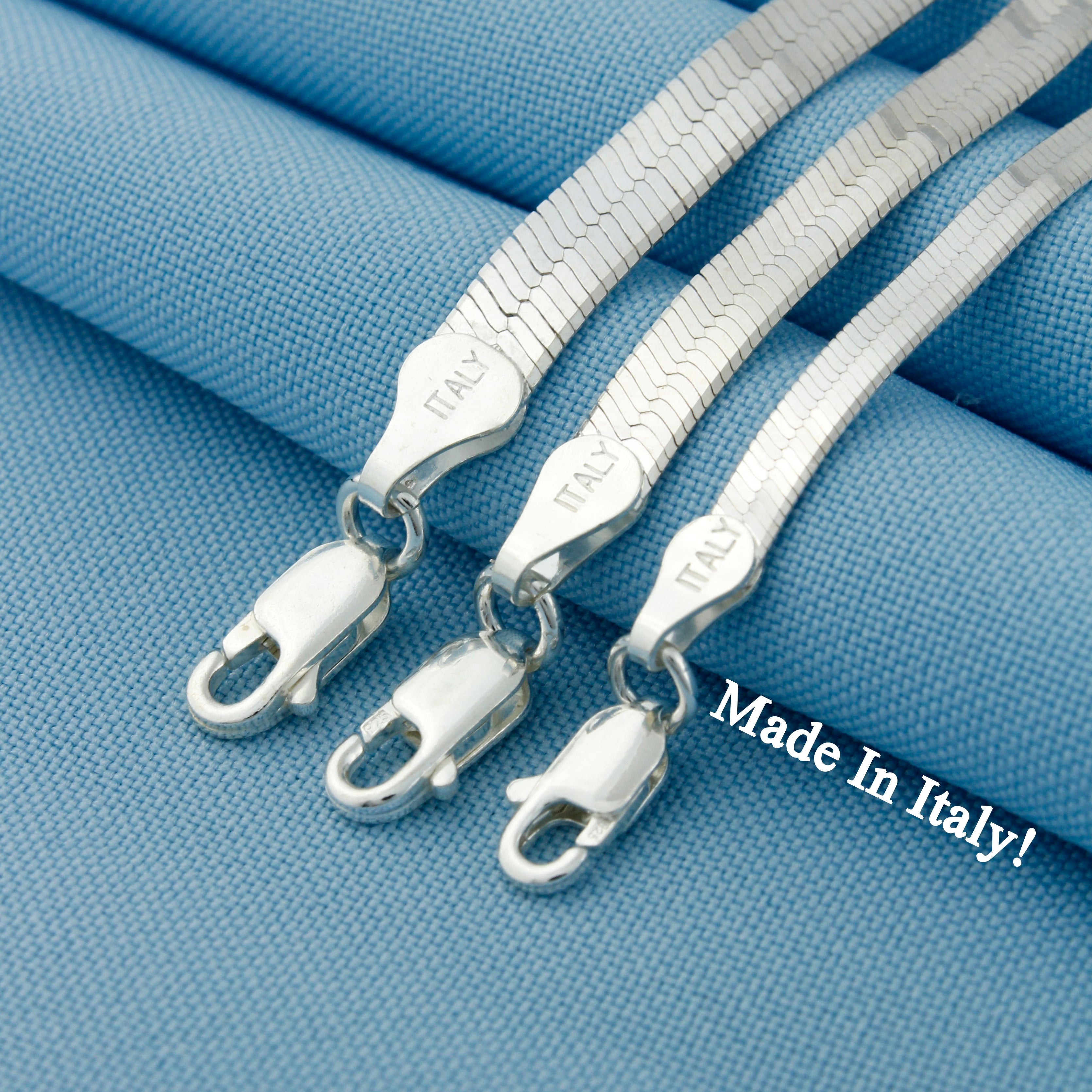 925 Sterling Silver Herringbone Chain Bracelet - Serena Sparkles