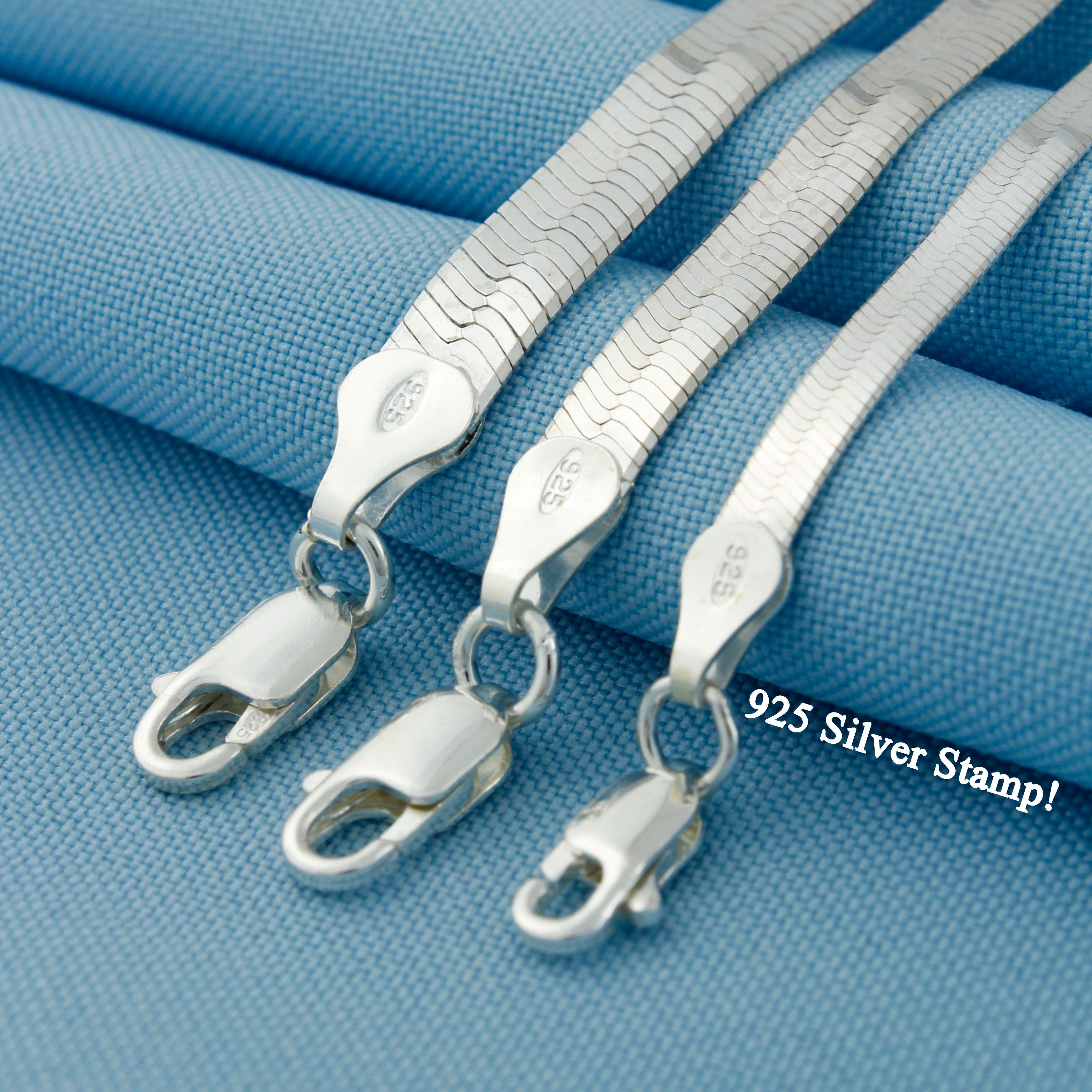 925 Sterling Silver Herringbone Chain Bracelet - Serena Sparkles