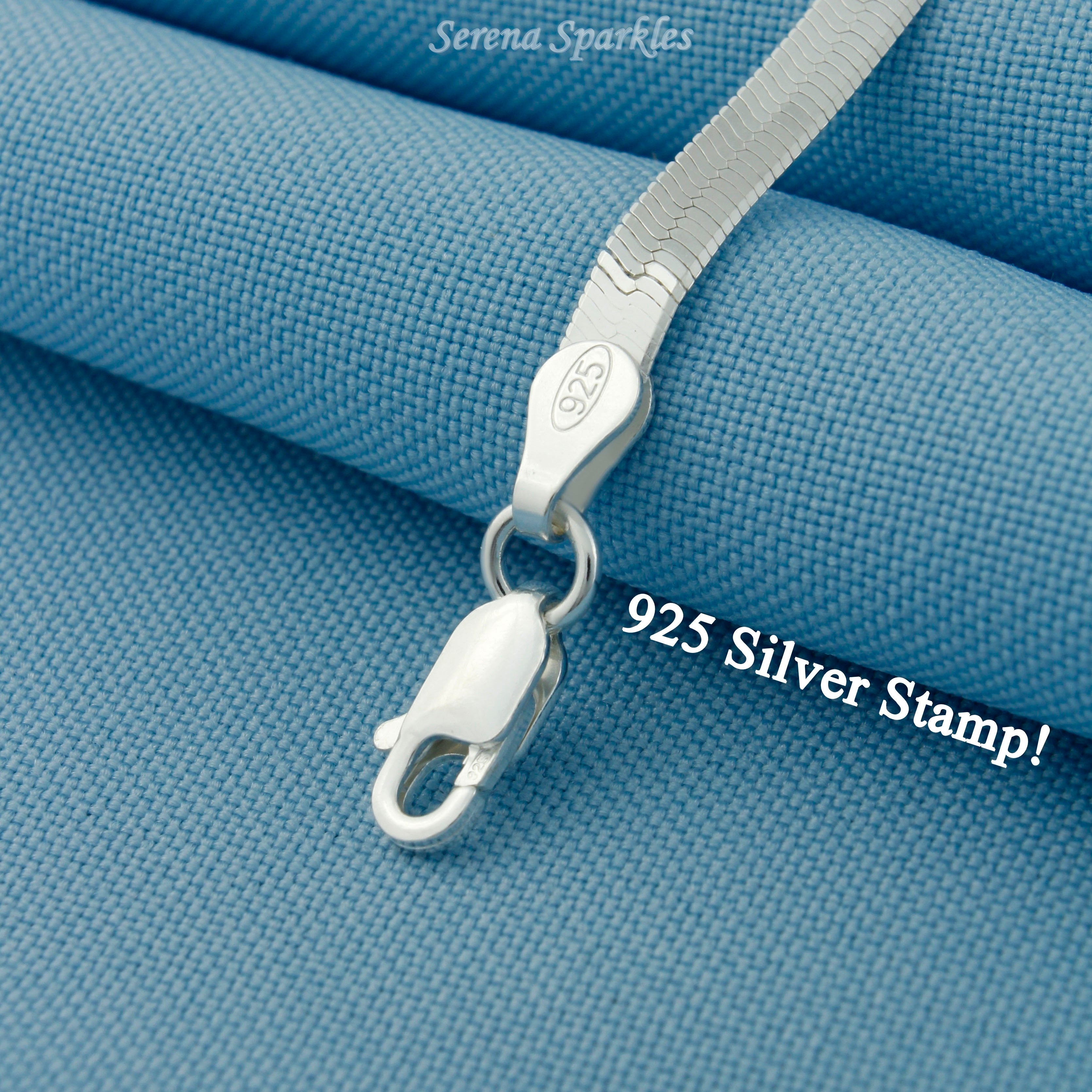 925 Sterling Silver Herringbone Chain Anklet- Serena Sparkles