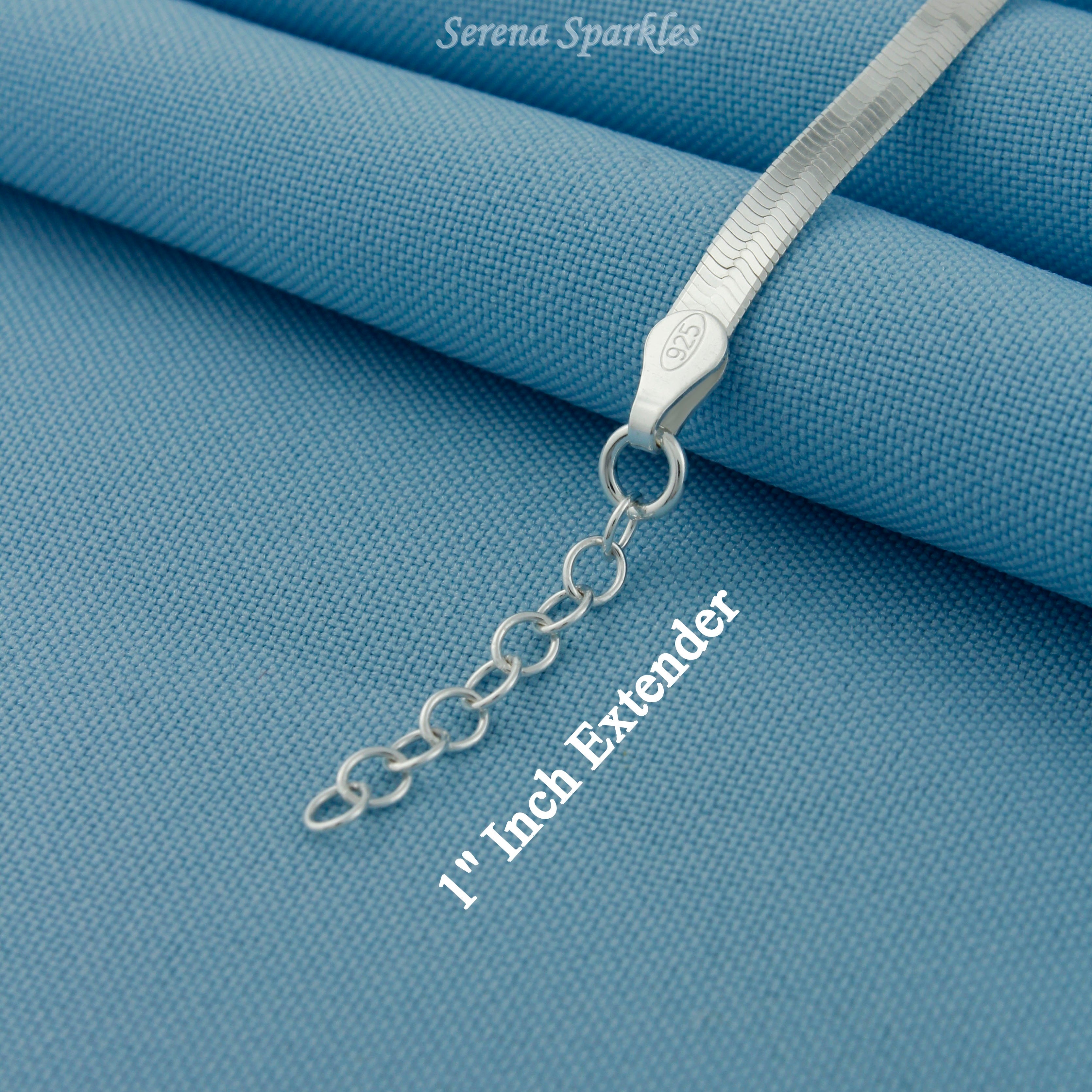 925 Sterling Silver Herringbone Chain Anklet- Serena Sparkles