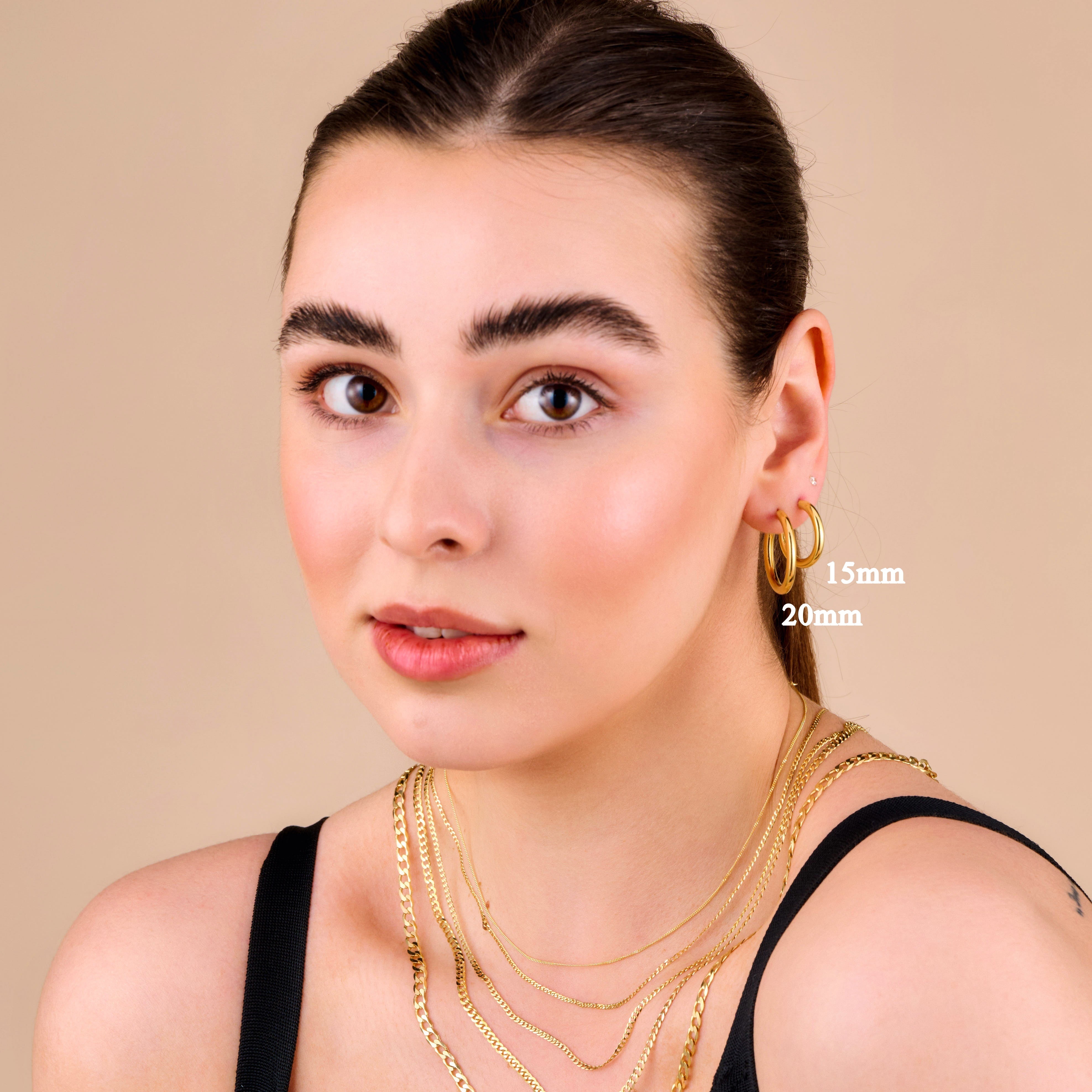 10K Real Gold Tube Hoop Earrings - Serena Sparkles