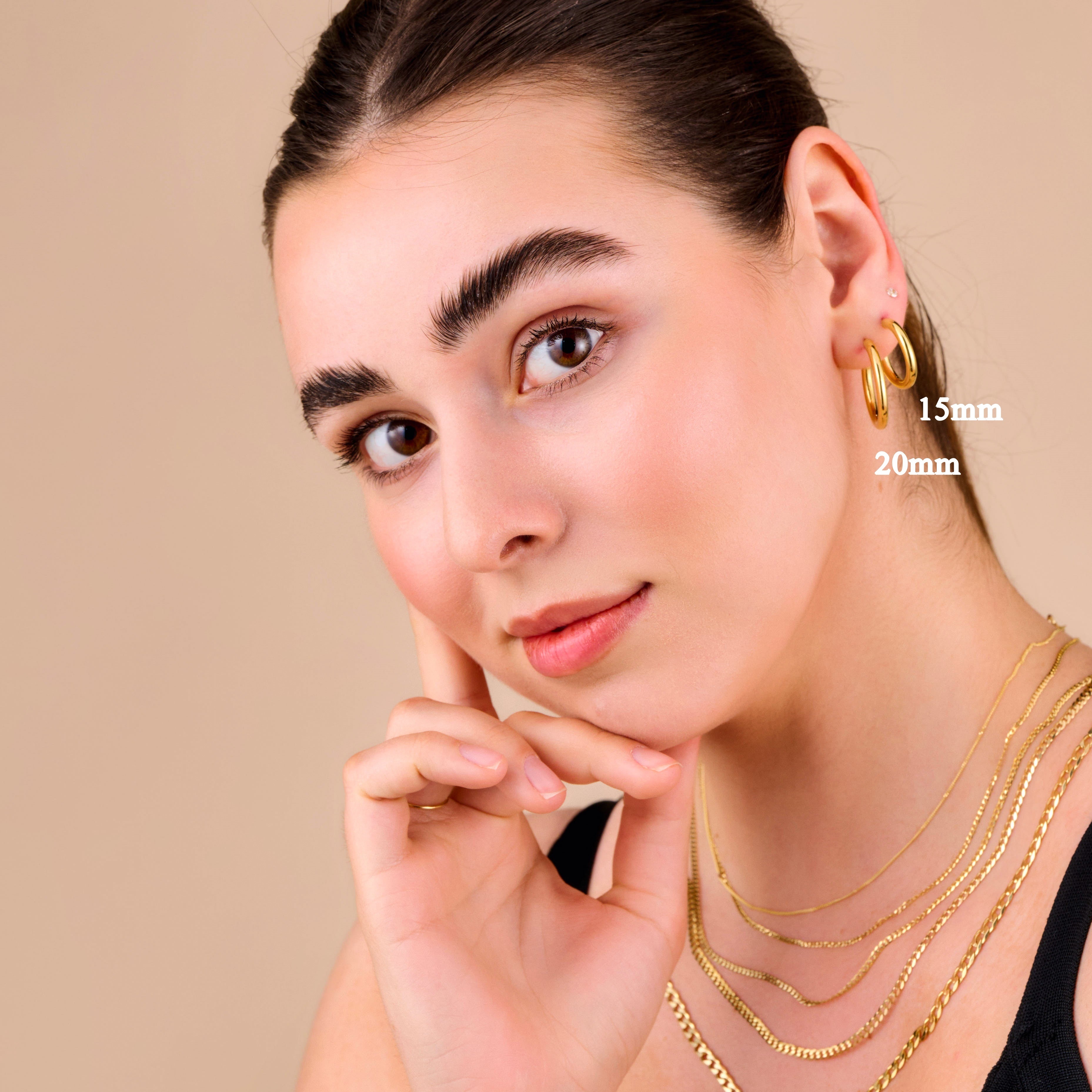 10K Real Gold Tube Hoop Earrings - Serena Sparkles