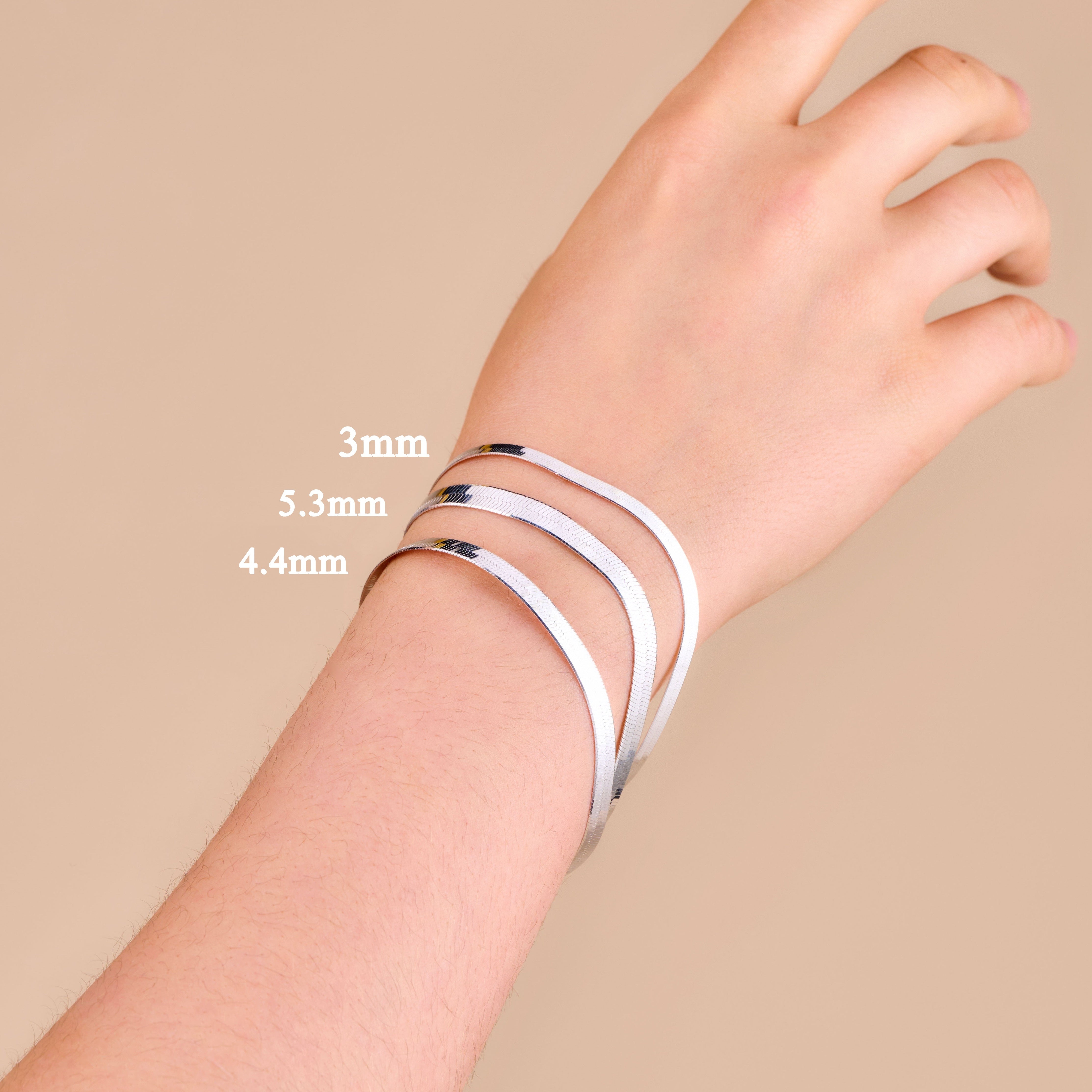 925 Sterling Silver Herringbone Chain Bracelet - Serena Sparkles