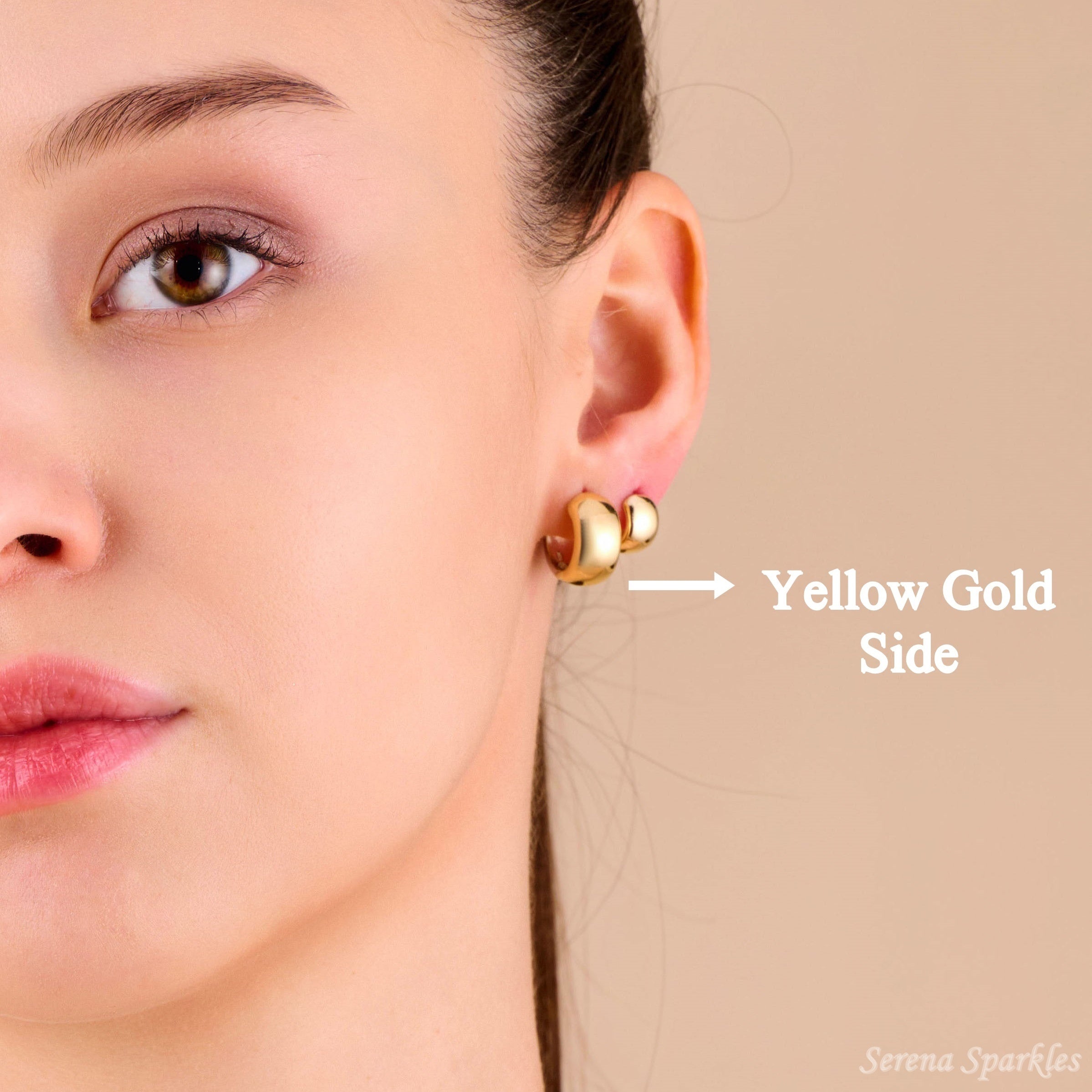 10k Solid Gold Reversible Huggie Hoops - Serena Sparkles
