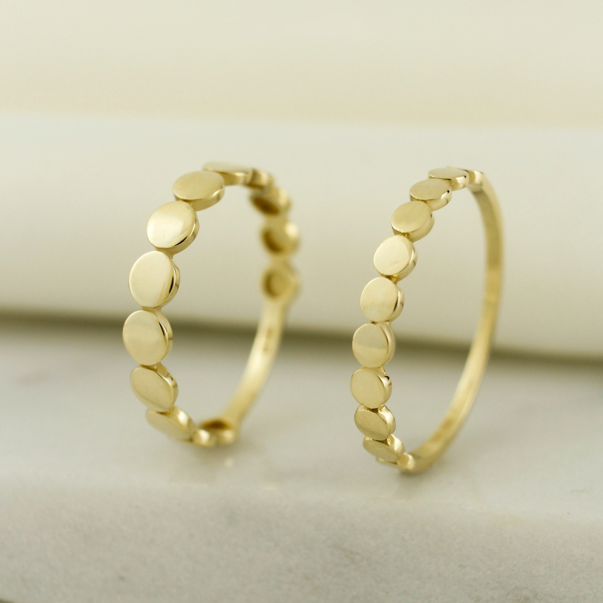 10K Solid Gold Bead Ring For Women