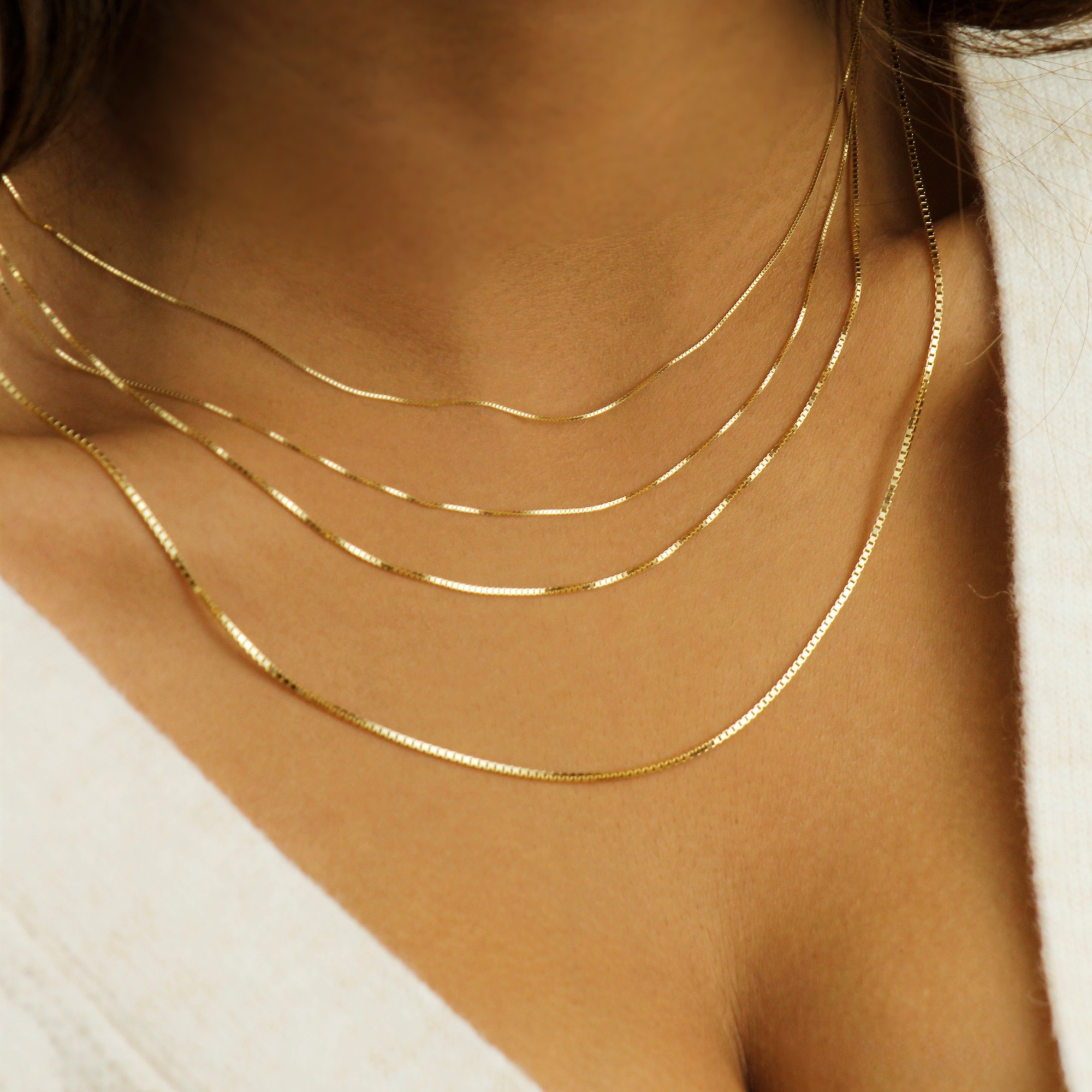 10K Solid Gold Box Chain Necklace