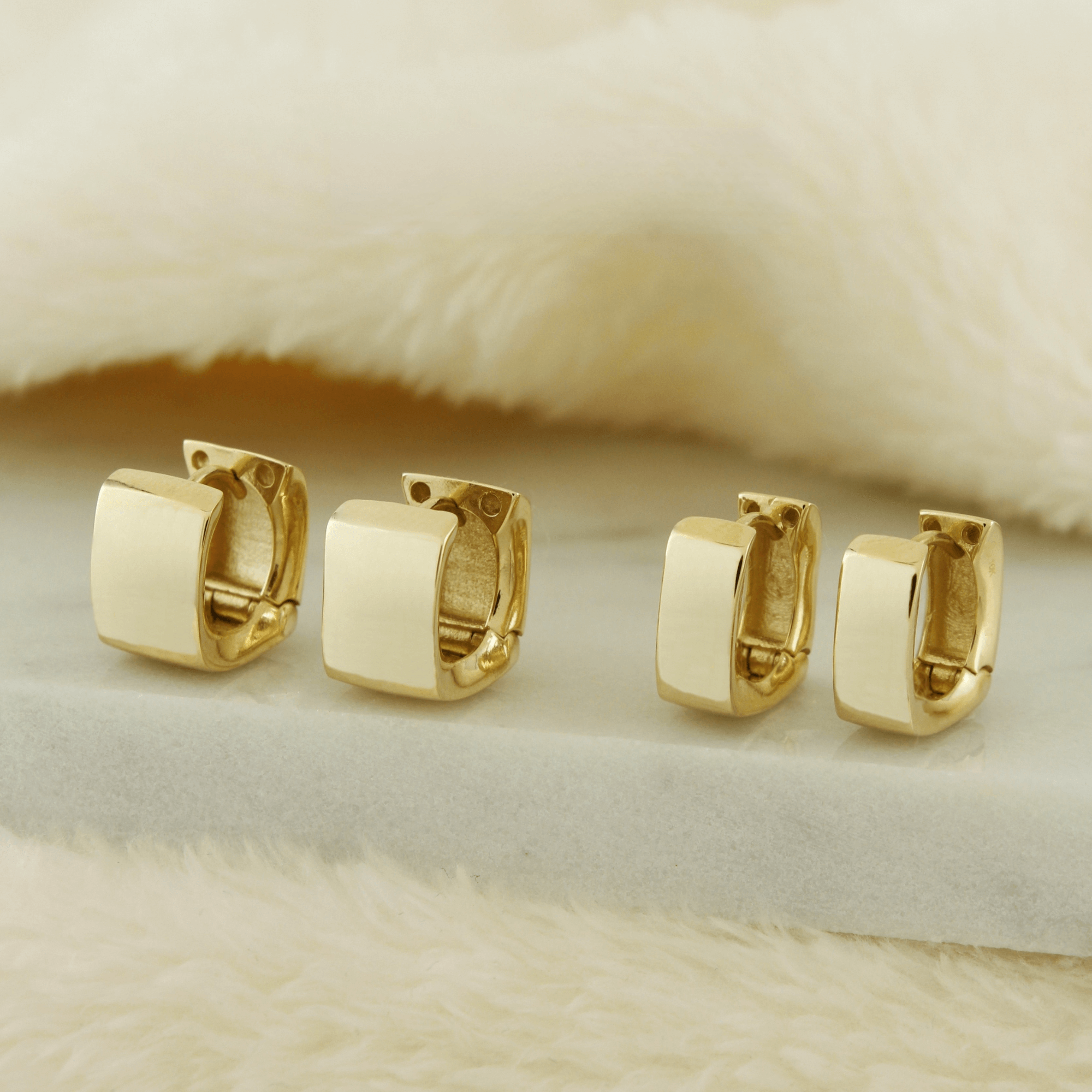 10k Solid Gold Chunky Huggie Hoop Earrings - Serena Sparkles
