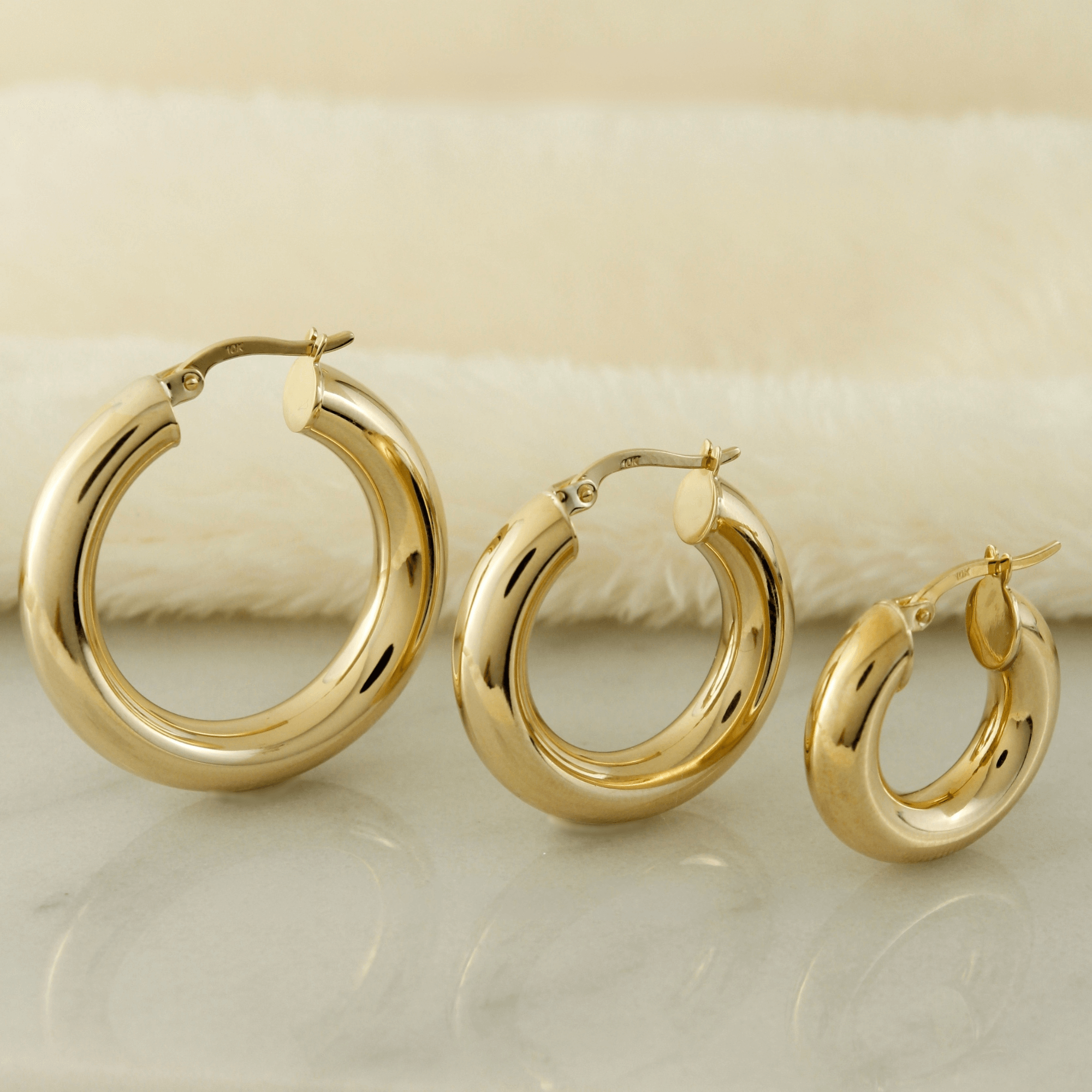10k Solid Gold Classic 5mm Tube Hoop Earrings - Serena Sparkles
