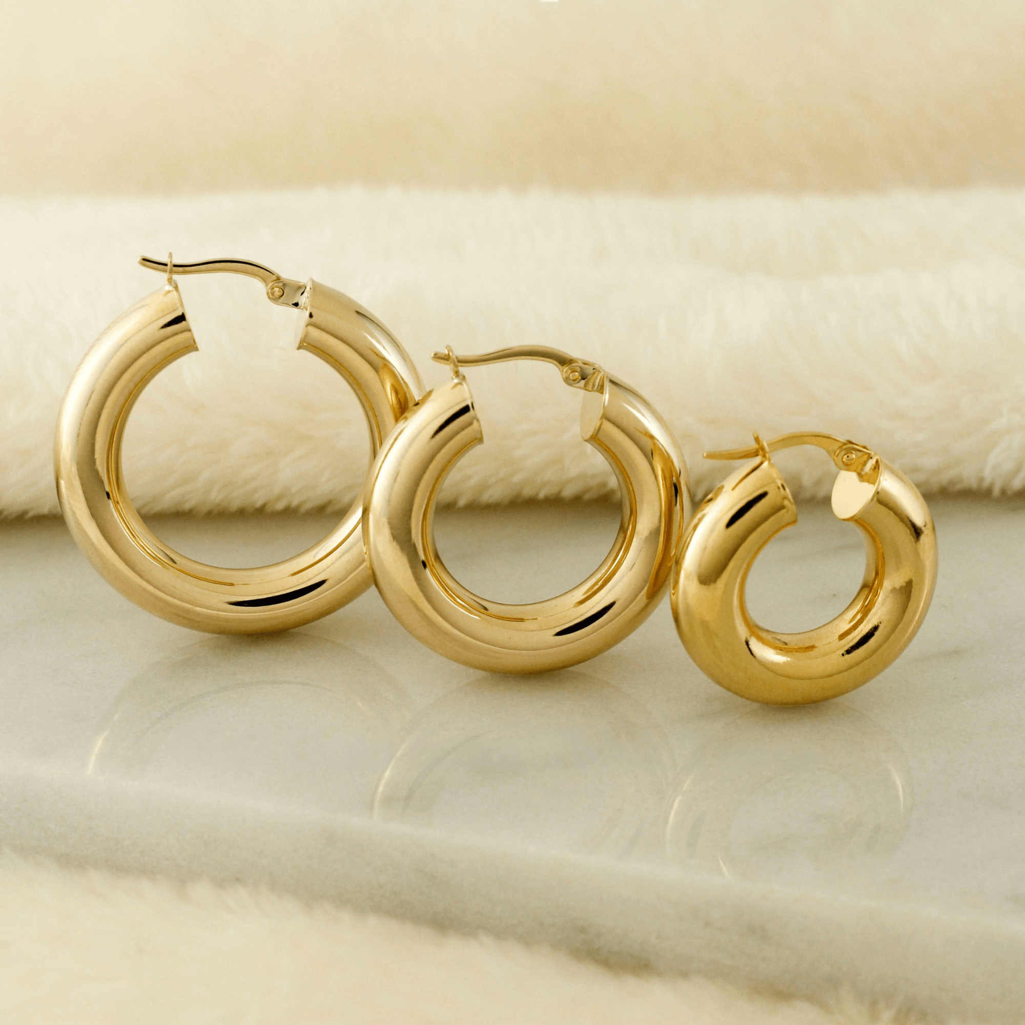 10k Solid Gold Classic 6mm Tube Hoop Earrings - Serena Sparkles