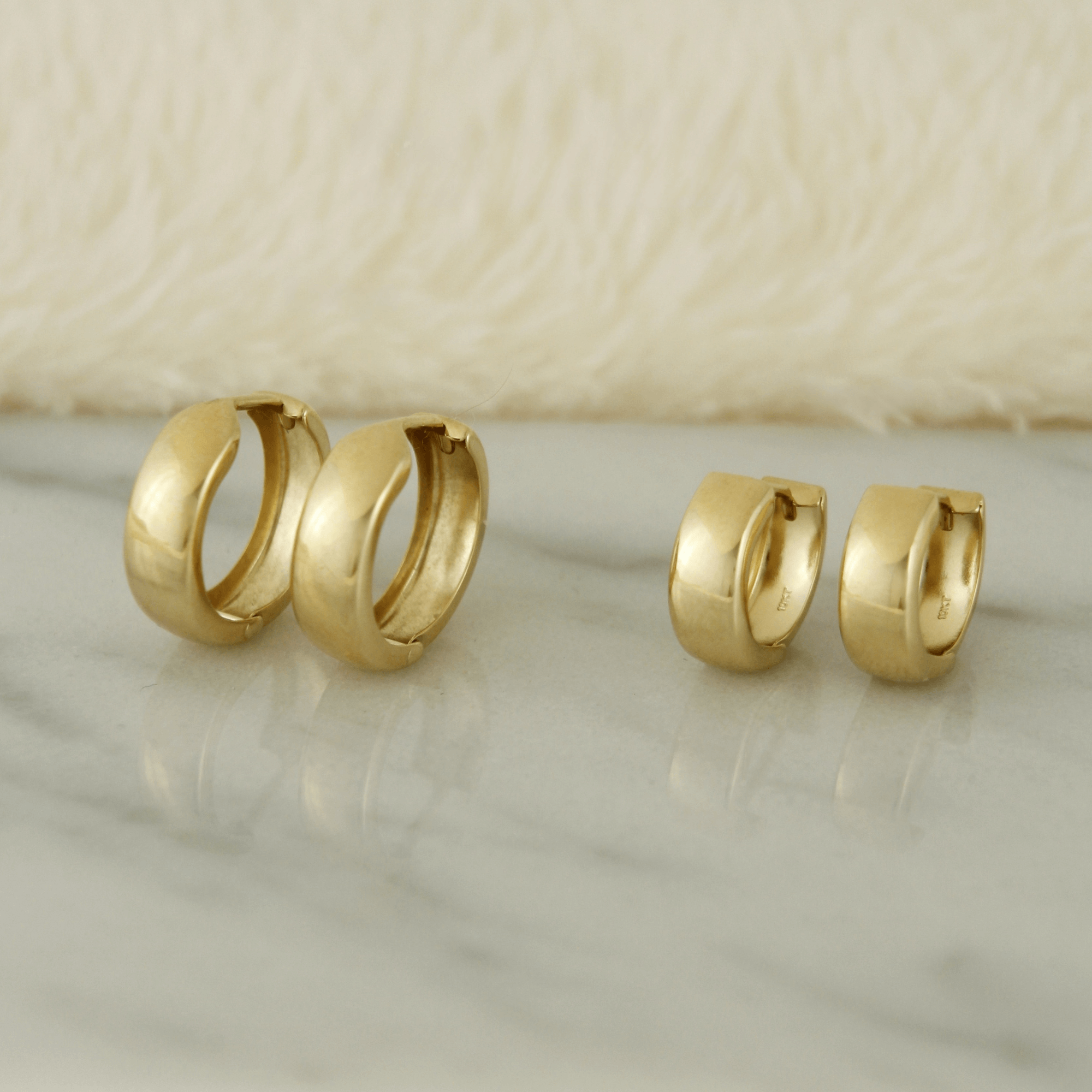 10k Solid Gold Huggie Hoop Earrings - Serena Sparkles