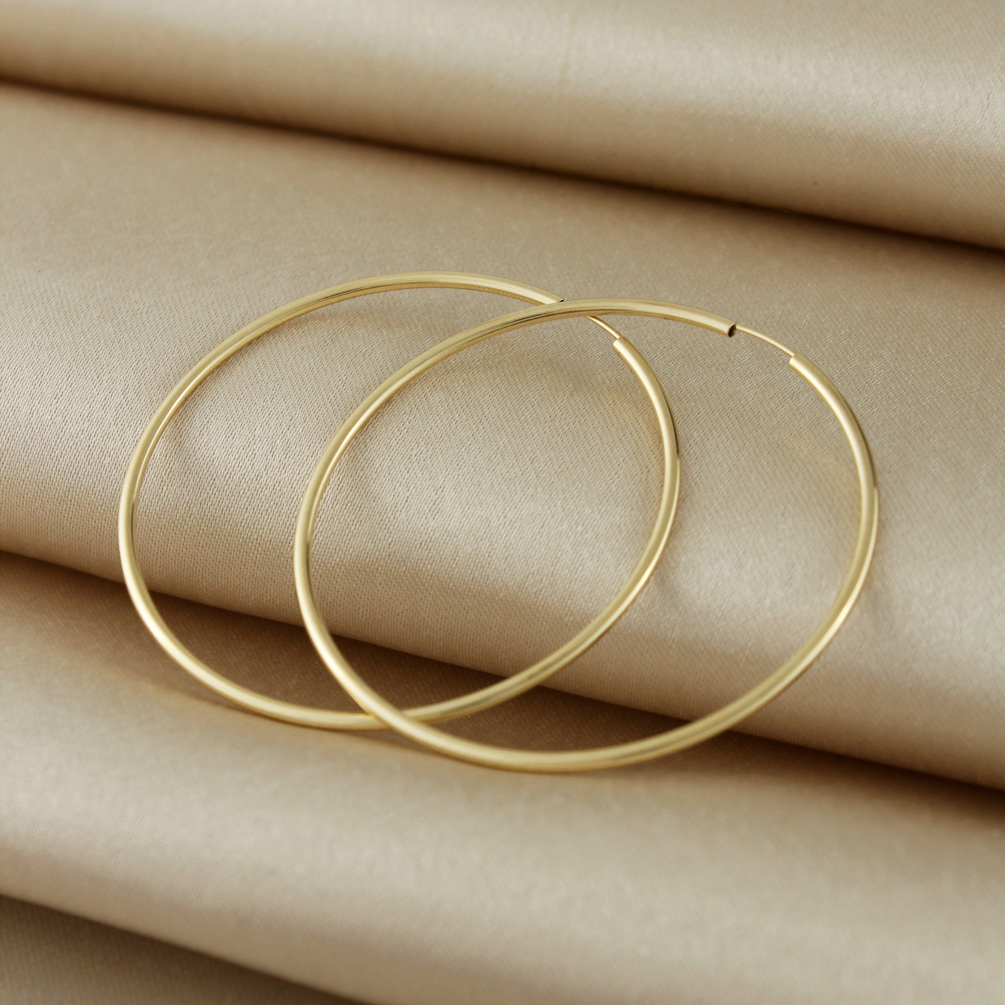 10k Solid Gold Oversize Hoop Earrings - Serena Sparkles