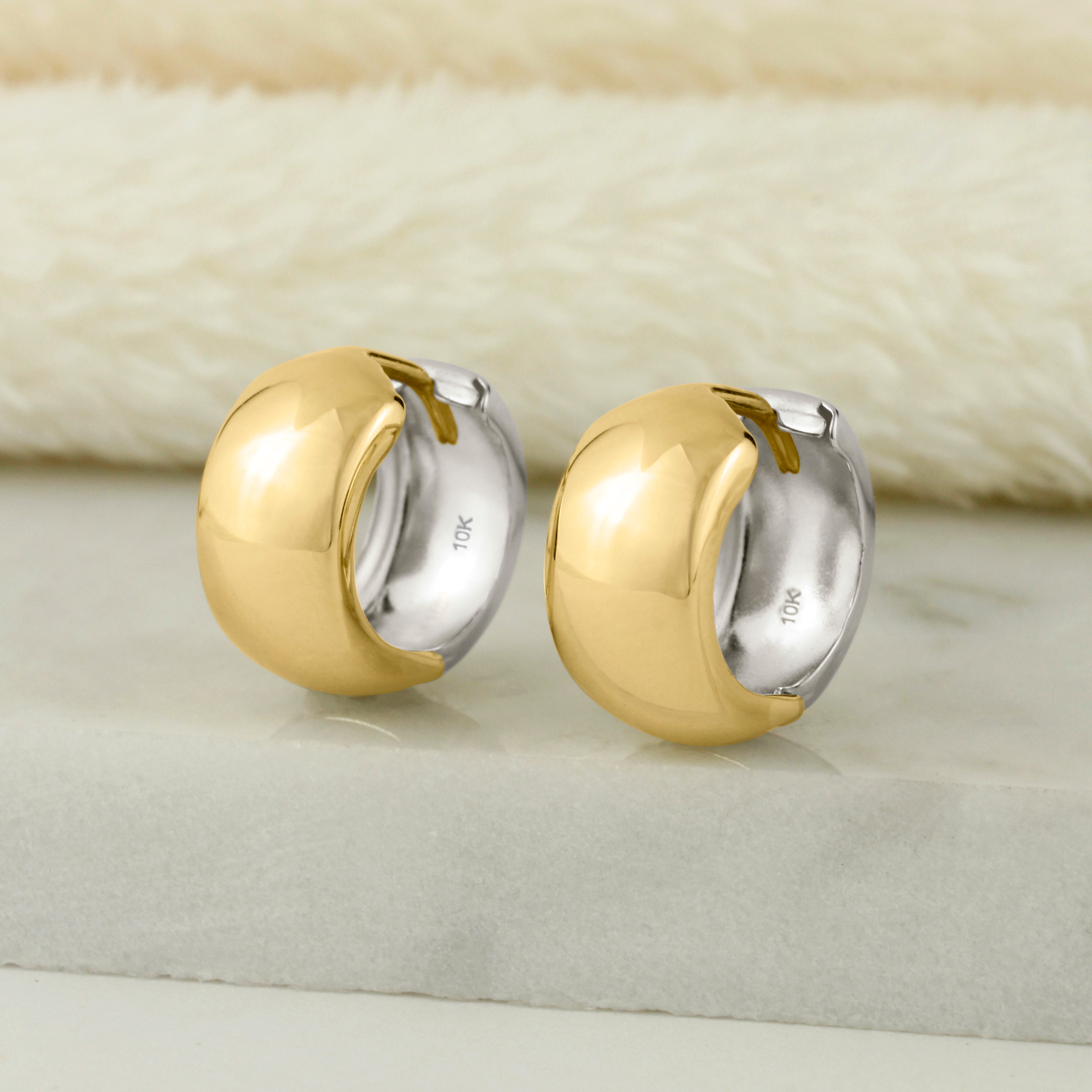 10k Solid Gold Reversible Huggie Hoops - Serena Sparkles