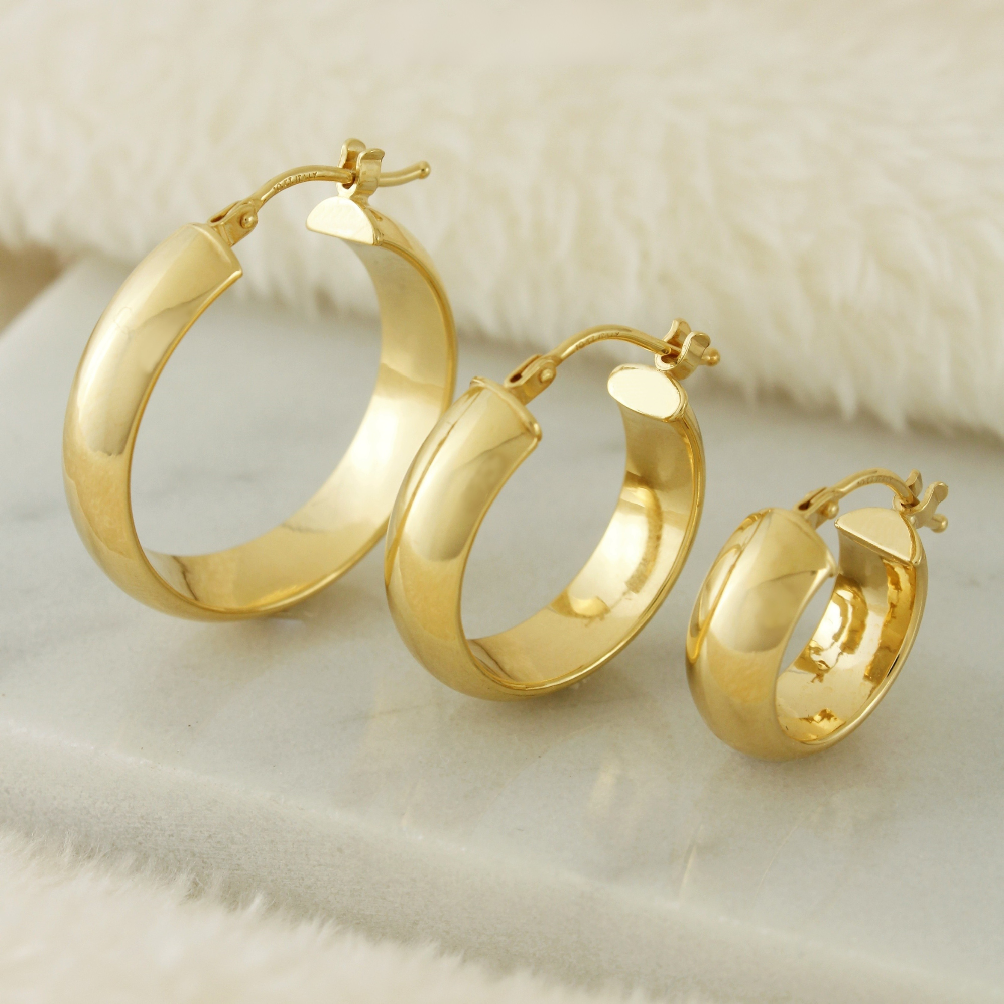 10k Solid Gold Thick Minimalist Hoop Earrings Serena Sparkles