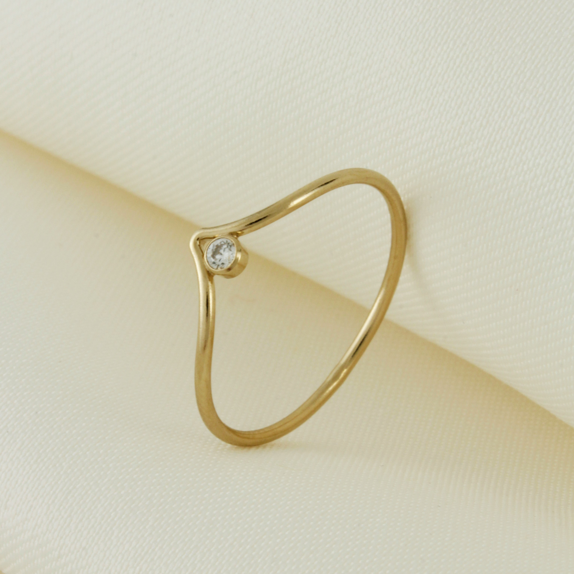 14k Gold Filled Tarnish Resistant CZ Chevron Ring