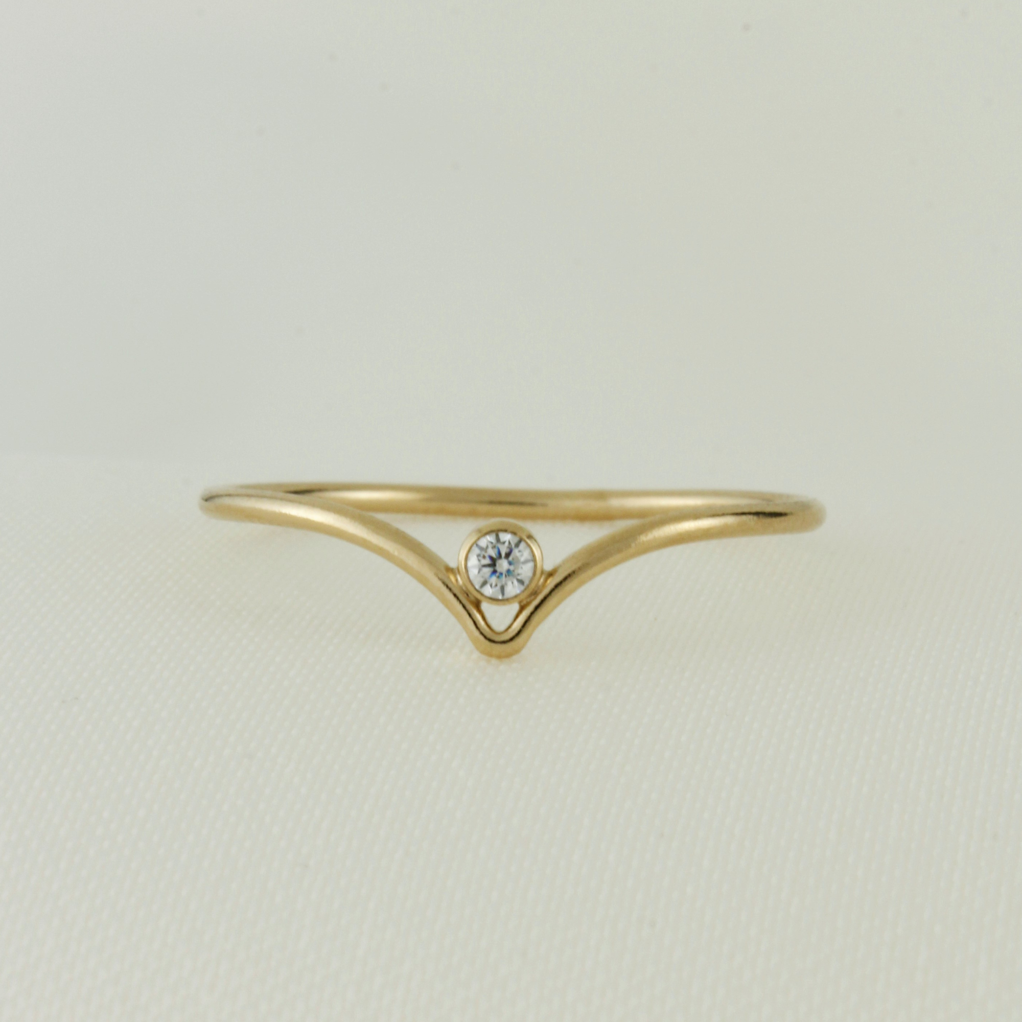 14k Gold Filled Tarnish Resistant CZ Chevron Ring