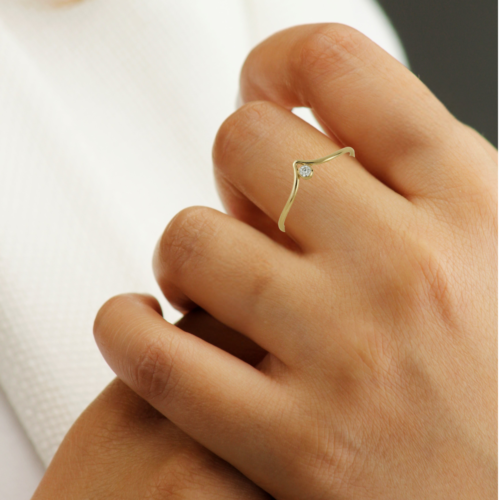 14k Gold Filled Tarnish Resistant CZ Chevron Ring