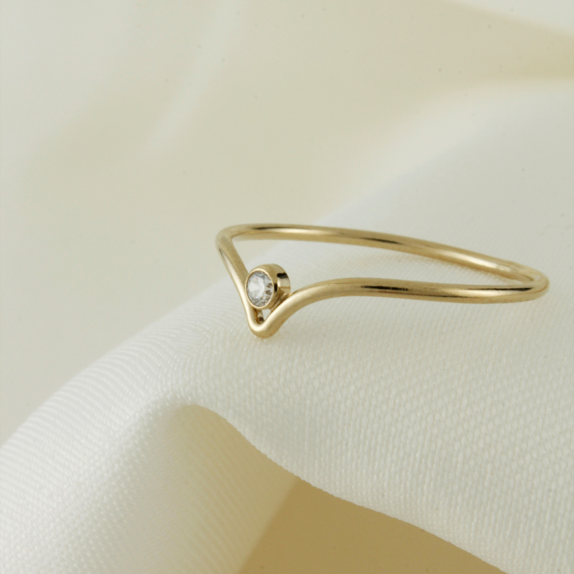 14k Gold Filled Tarnish Resistant CZ Chevron Ring