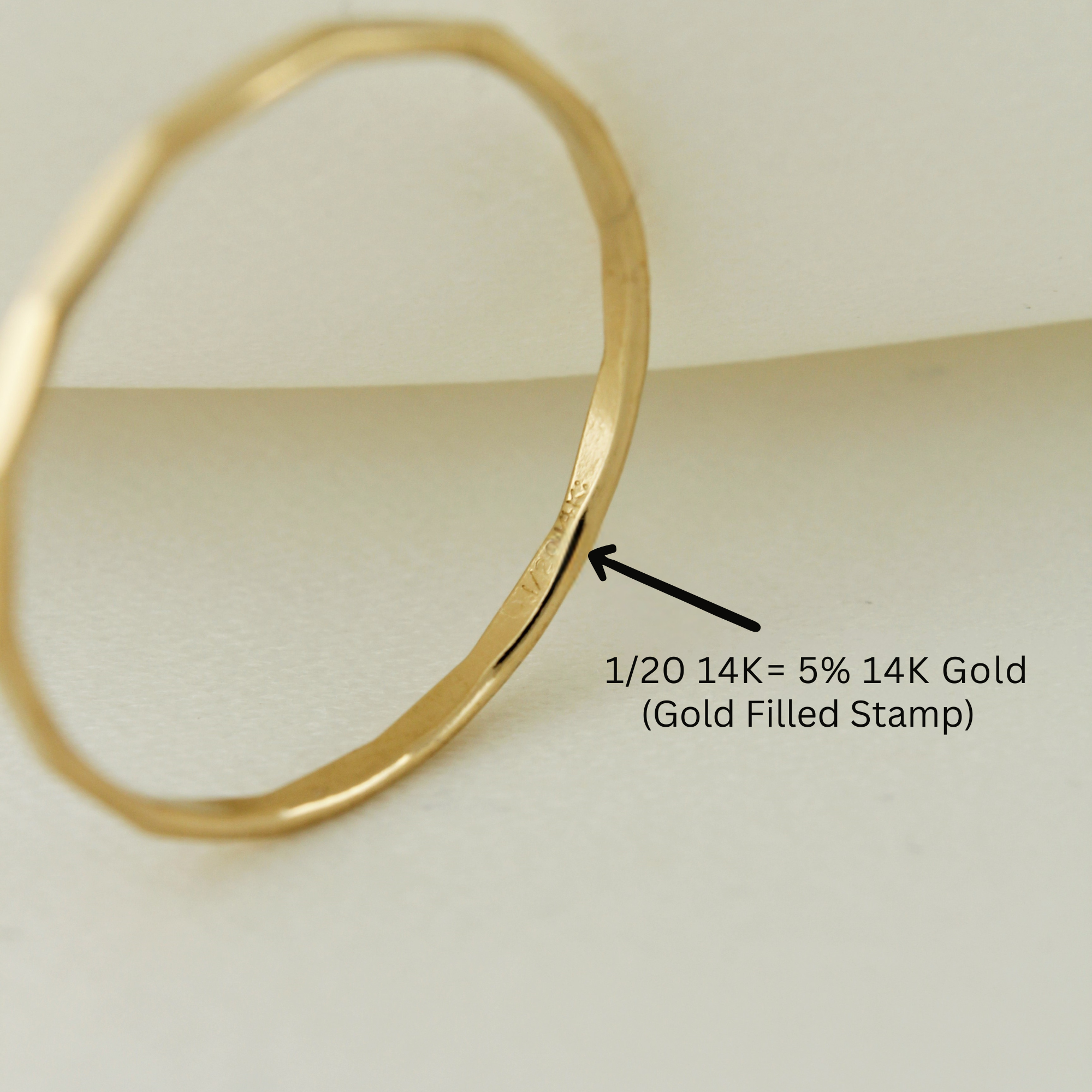 14k Gold Filled Tarnish Resistant Hammered Ring