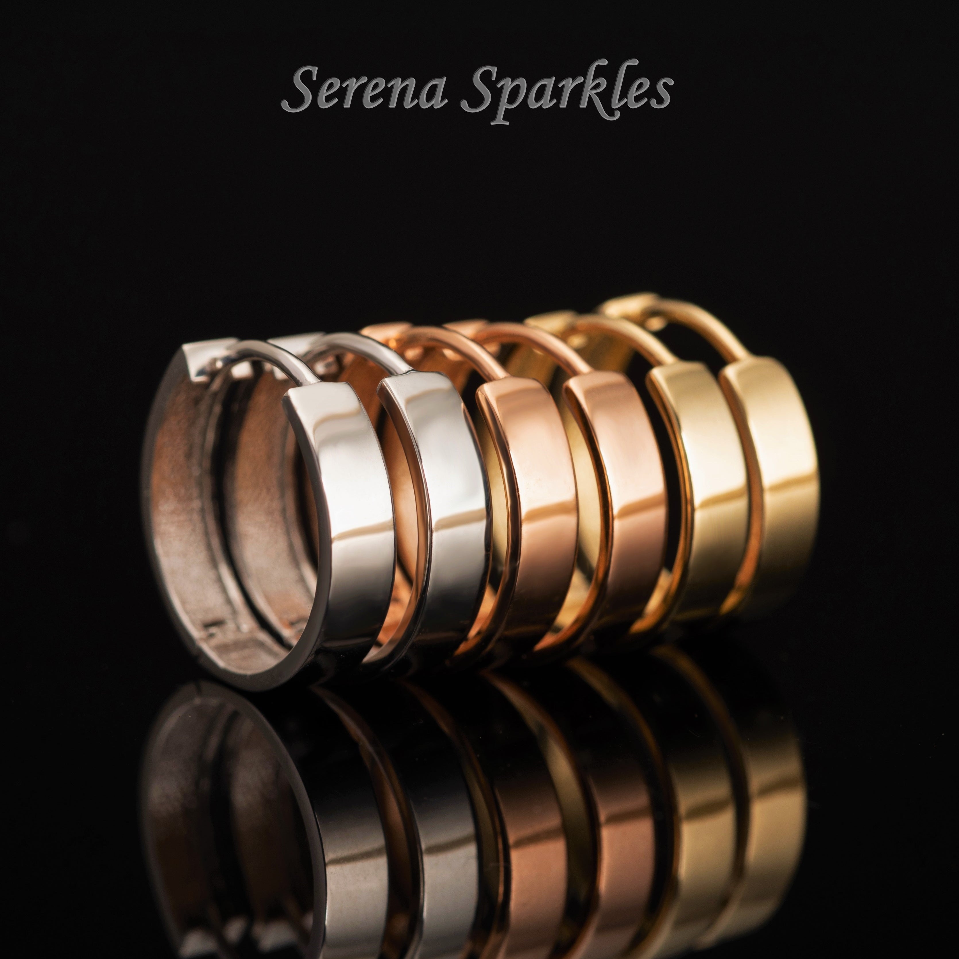 10k Solid Gold Flat Huggie Earrings - Serena Sparkles