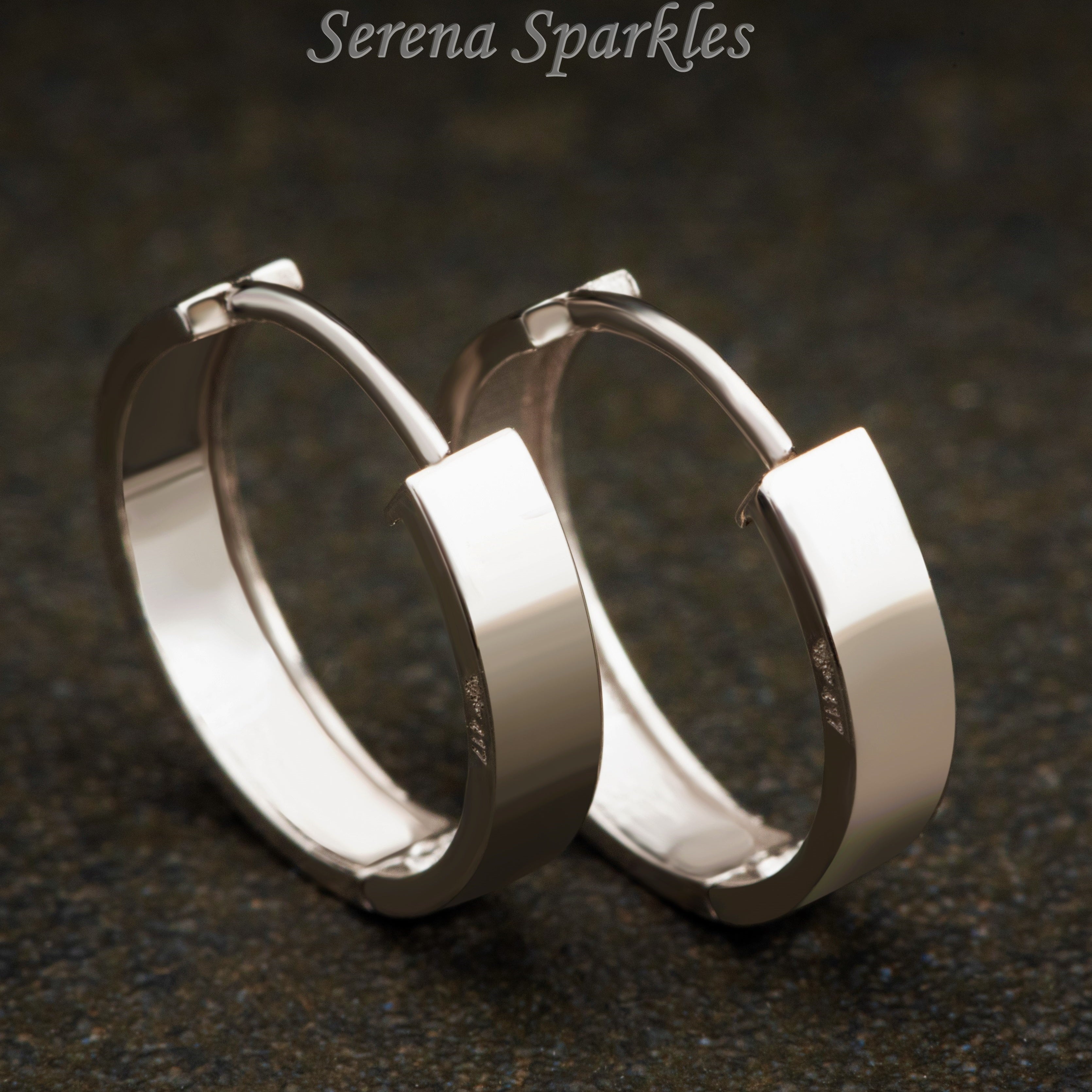 10k Solid Gold Flat Huggie Earrings - Serena Sparkles