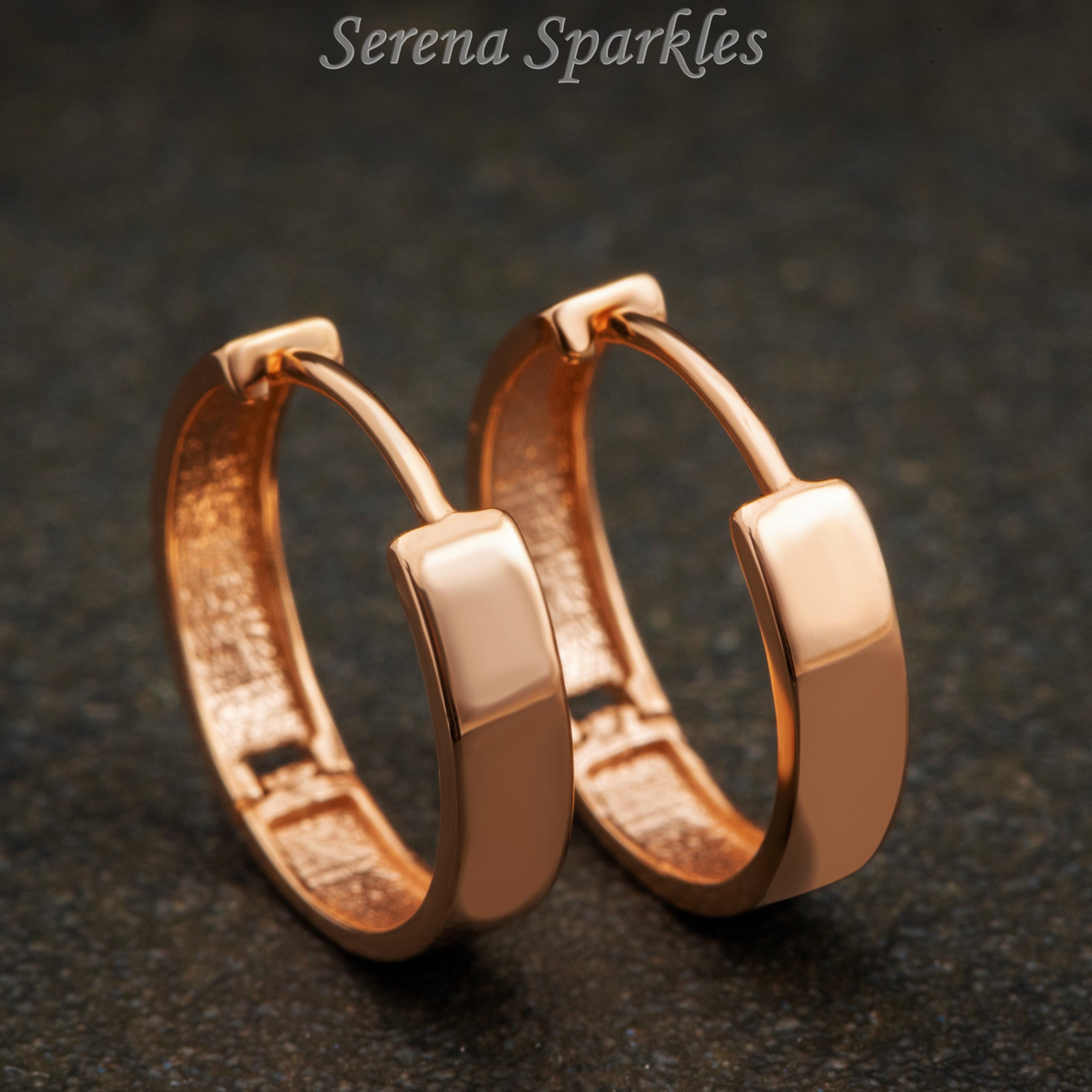 10k Solid Gold Flat Huggie Earrings - Serena Sparkles