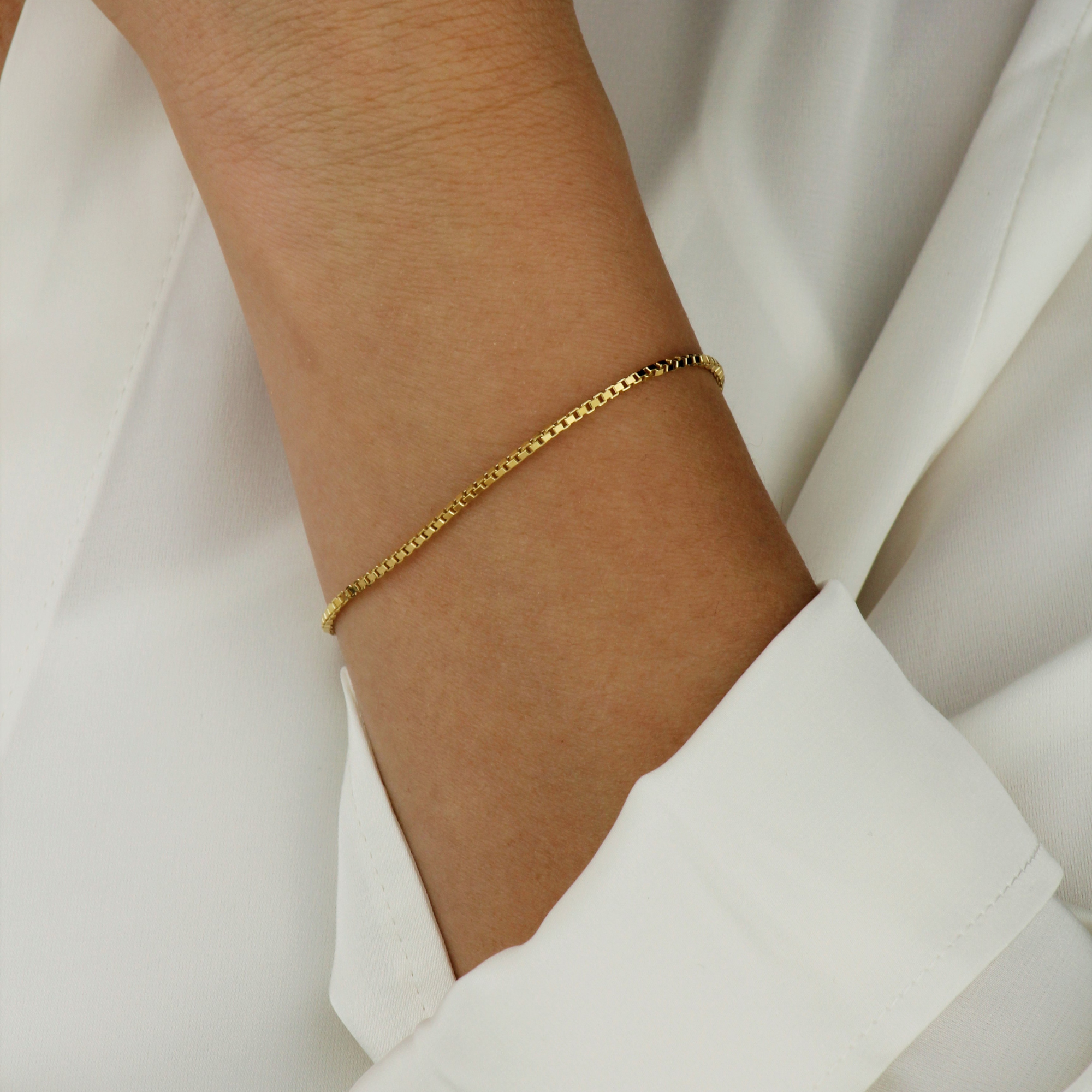 18k Gold Vermeil Box Chain Bracelet