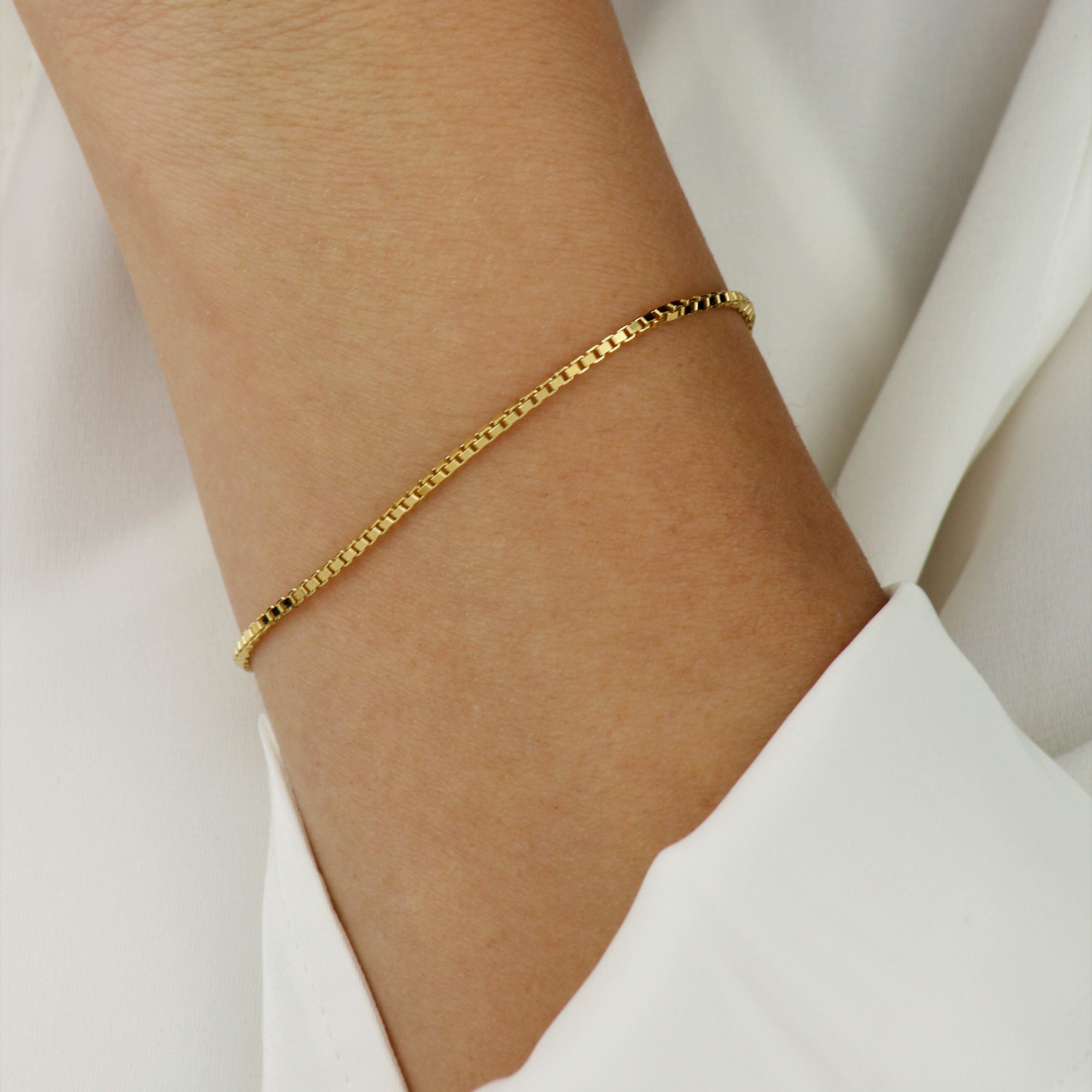 18k Gold Vermeil Box Chain Bracelet