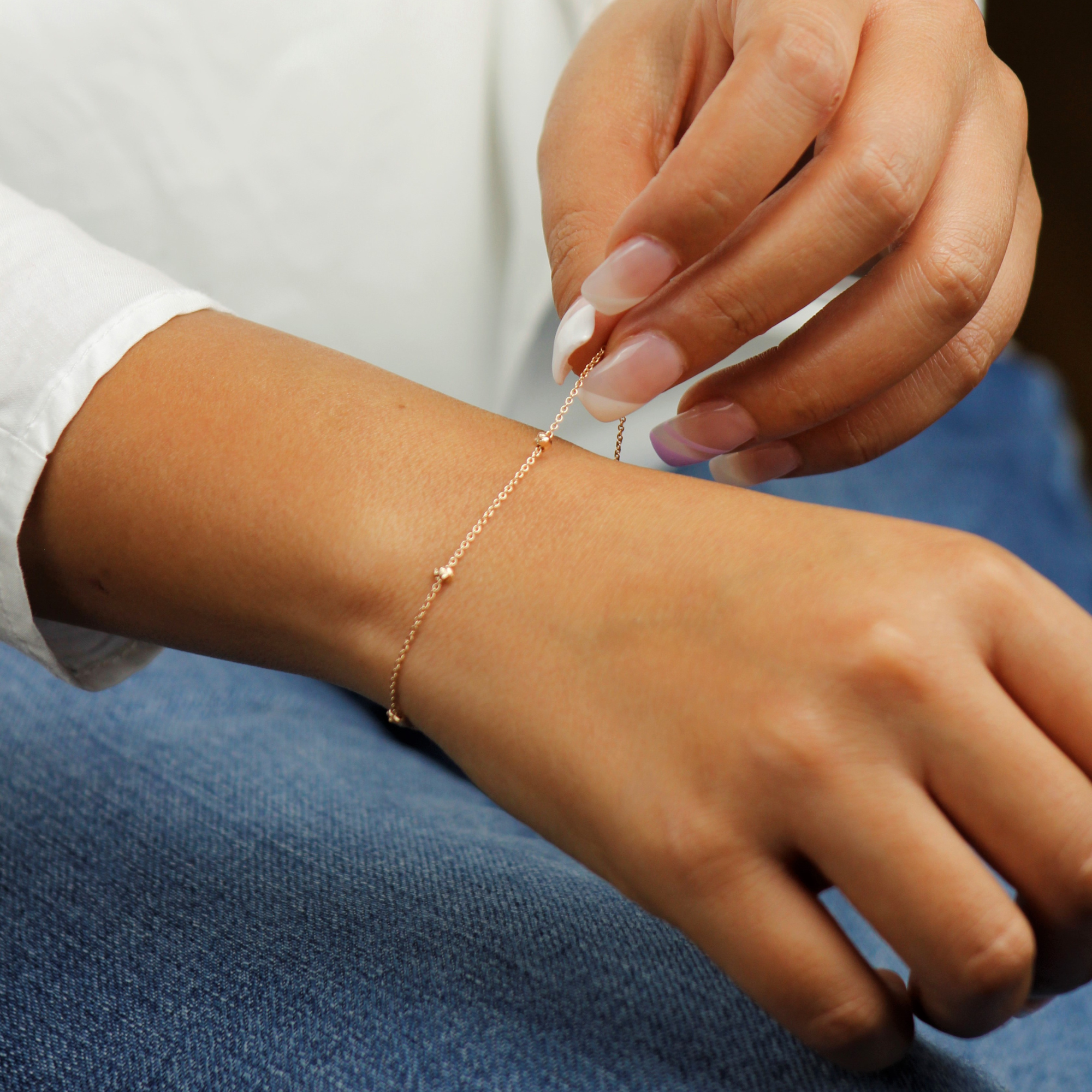 18k Gold Vermeil Dainty Satellite Ball Bracelet