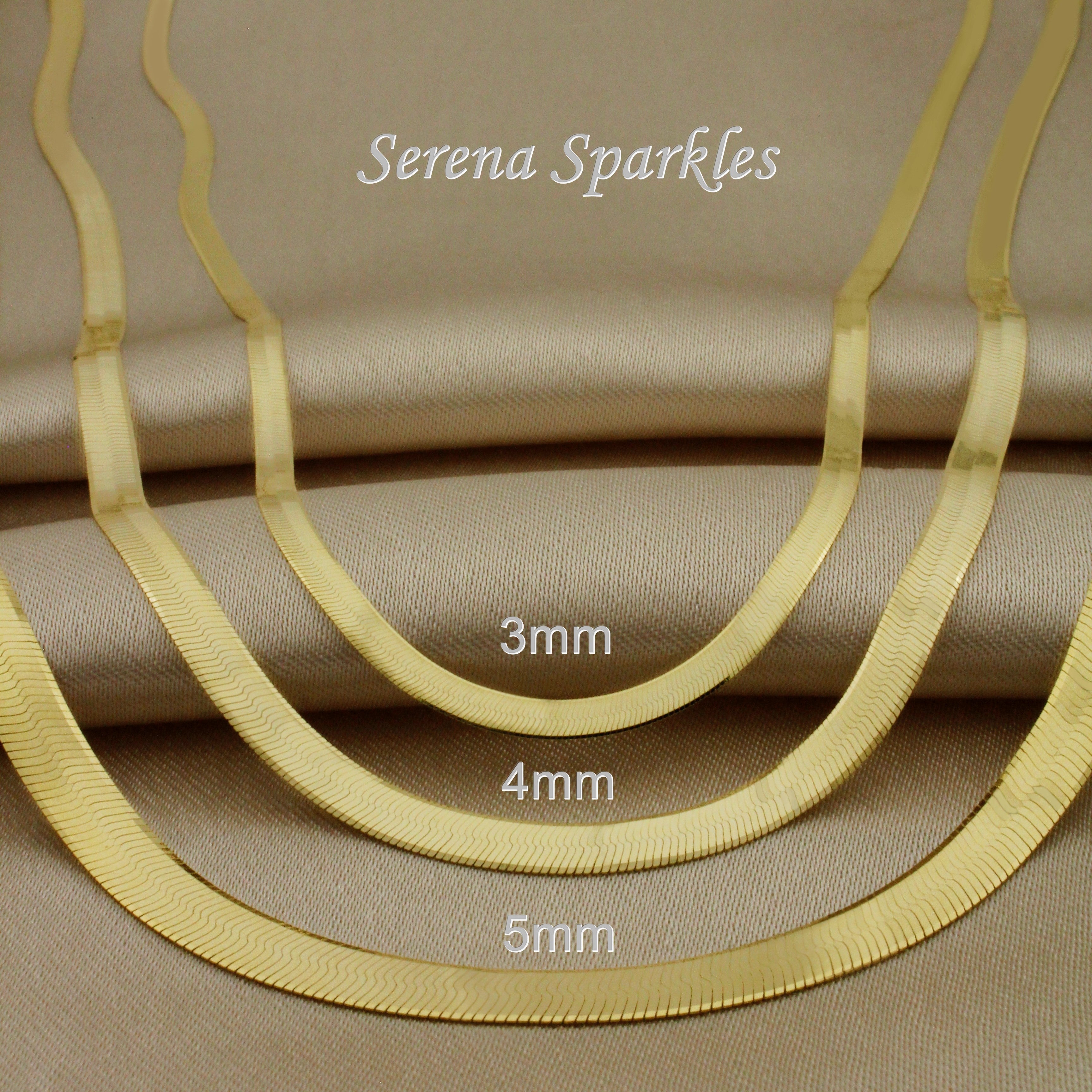 10K Solid Gold Herringbone Chain Anklet - Serena Sparkles