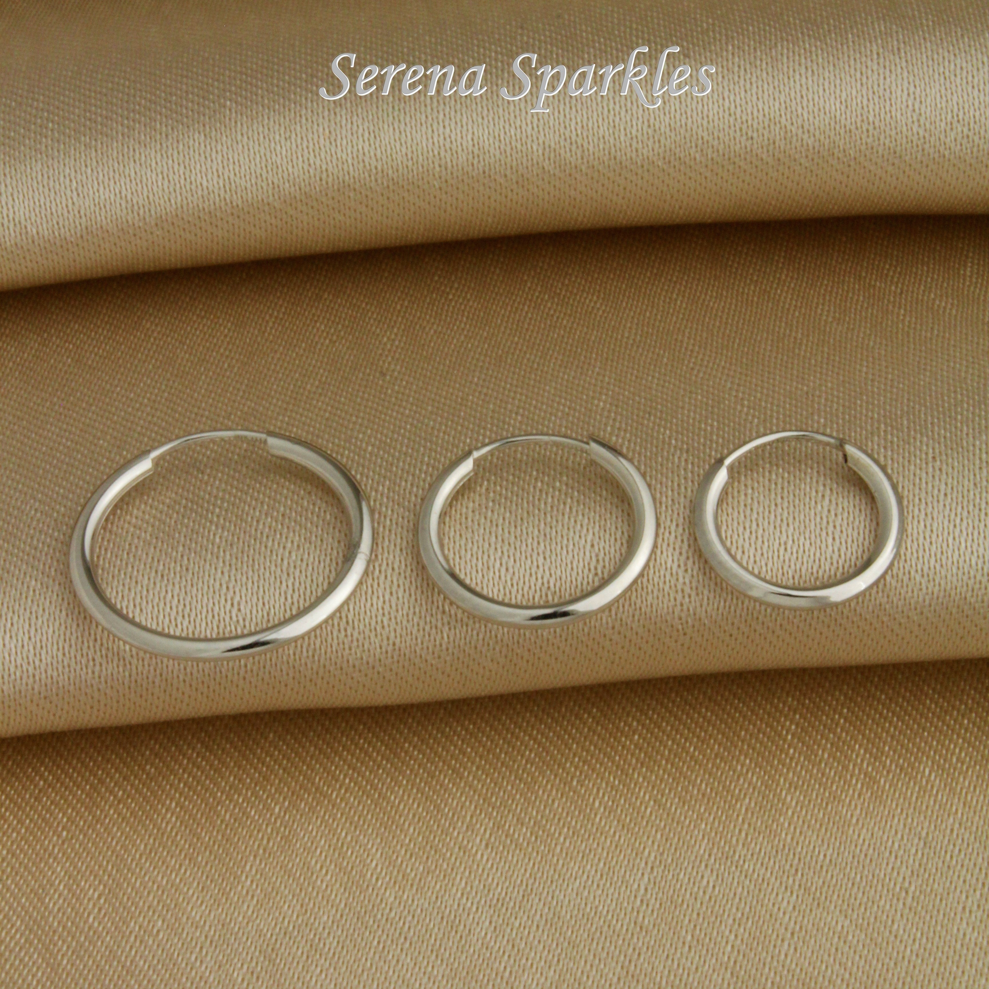 14k Solid Gold Small Sleeper Hoops - Serena Sparkles