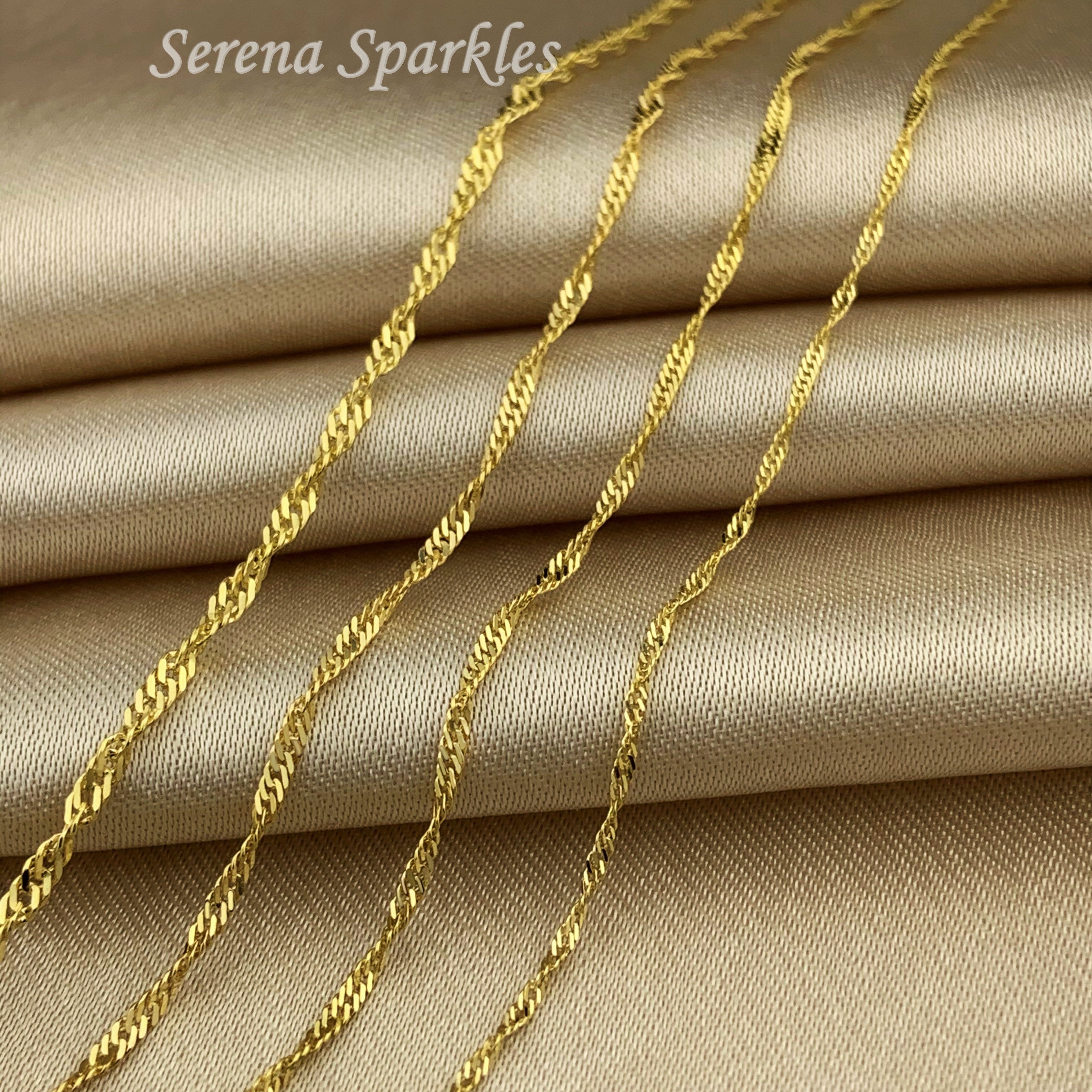 10k Solid Gold Twisted Chain Bracelet - Serena Sparkles