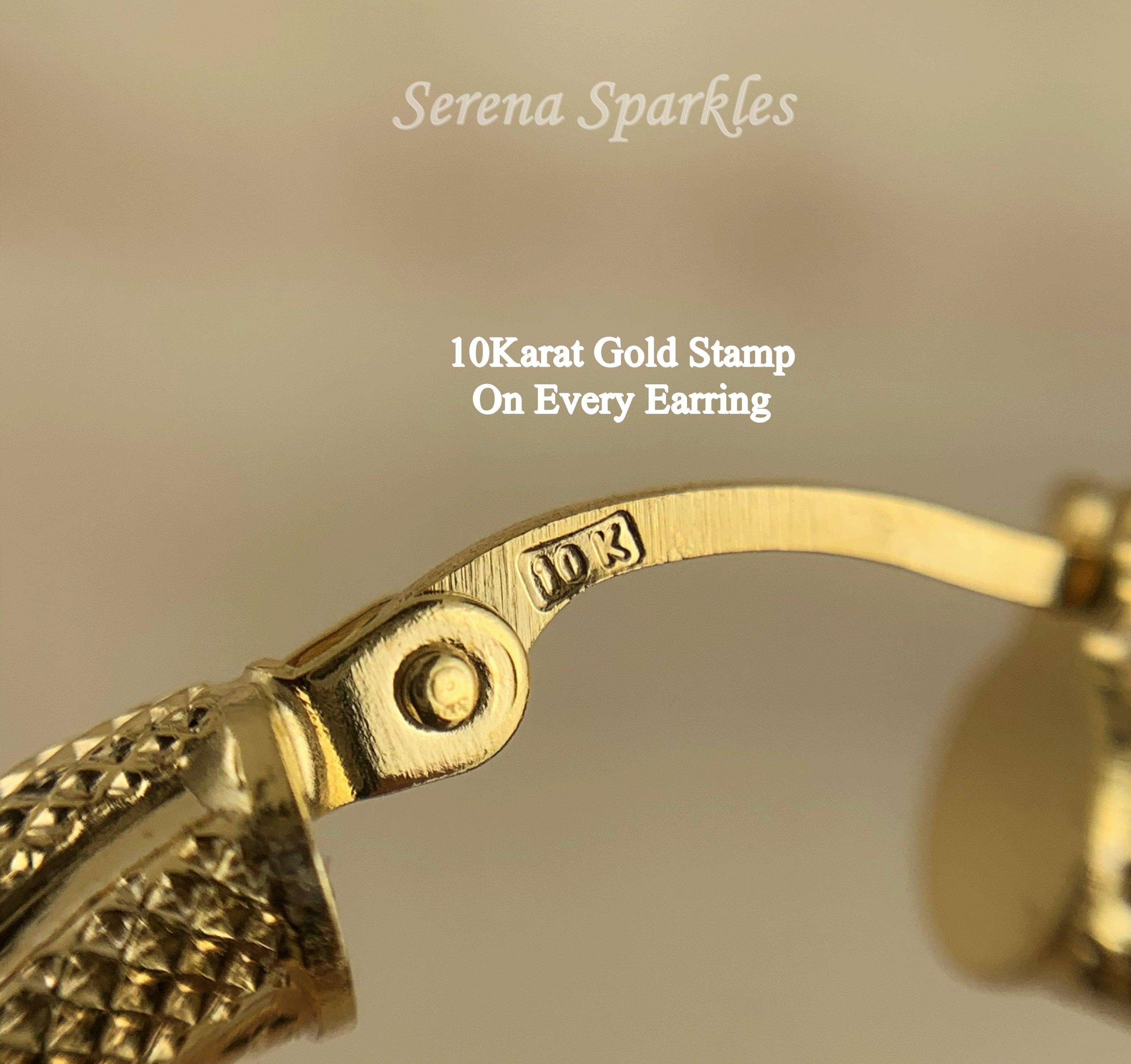 10k Solid Gold 4mm Textured Hoop Earrings - Serena Sparkles