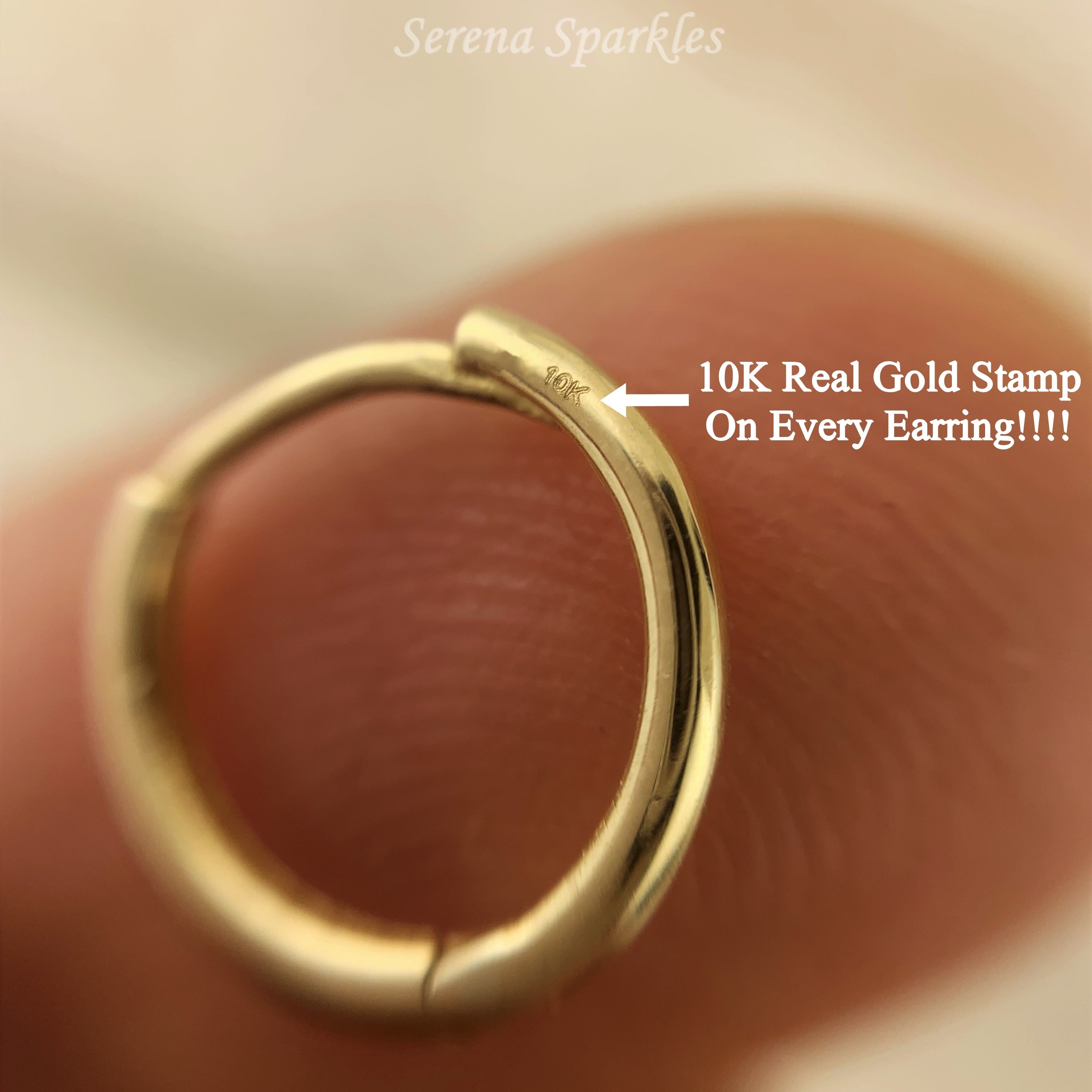 10k Solid Gold Tiny Huggie Hoop Earrings - Serena Sparkles