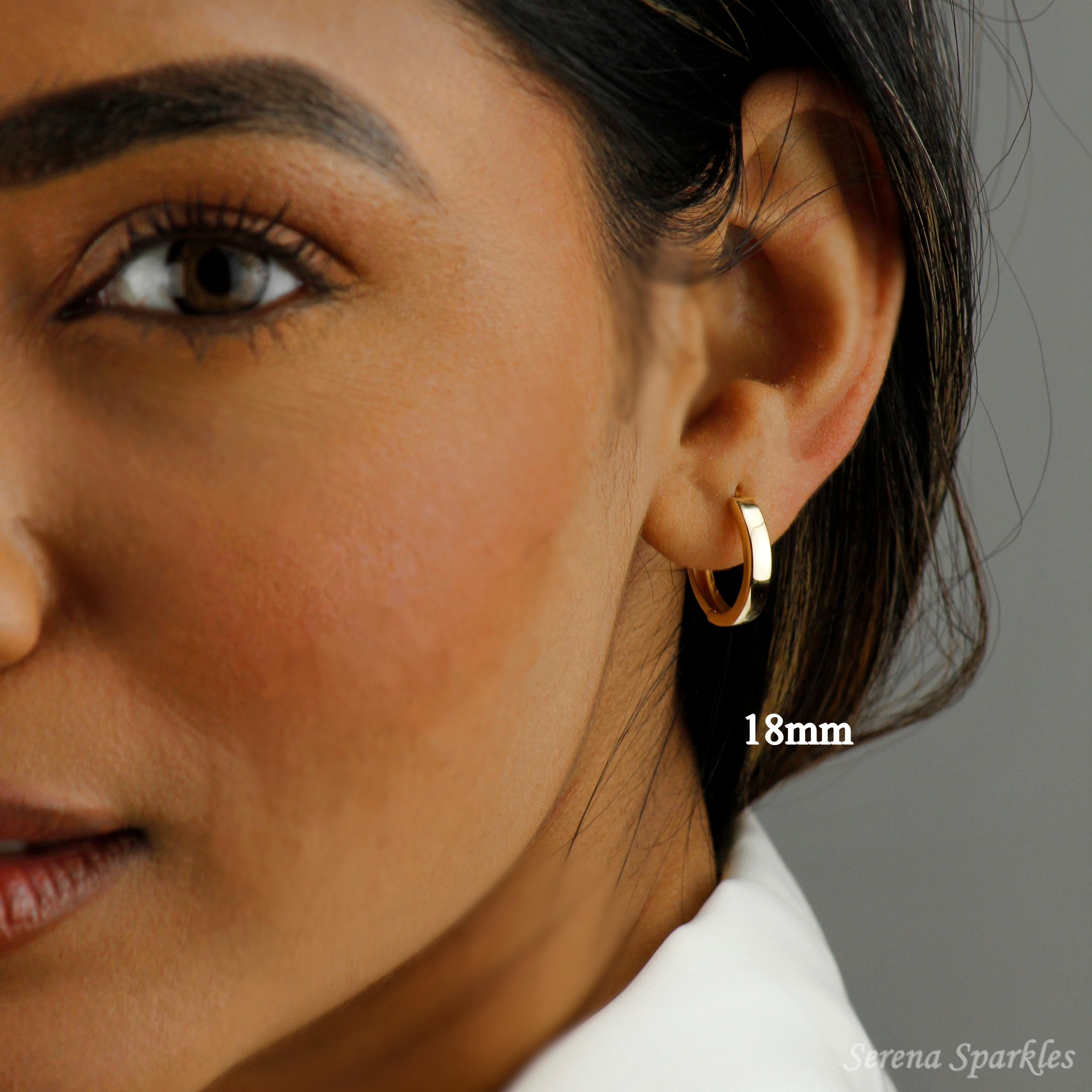 10k Solid Gold Plain Huggie Earrings - Serena Sparkles