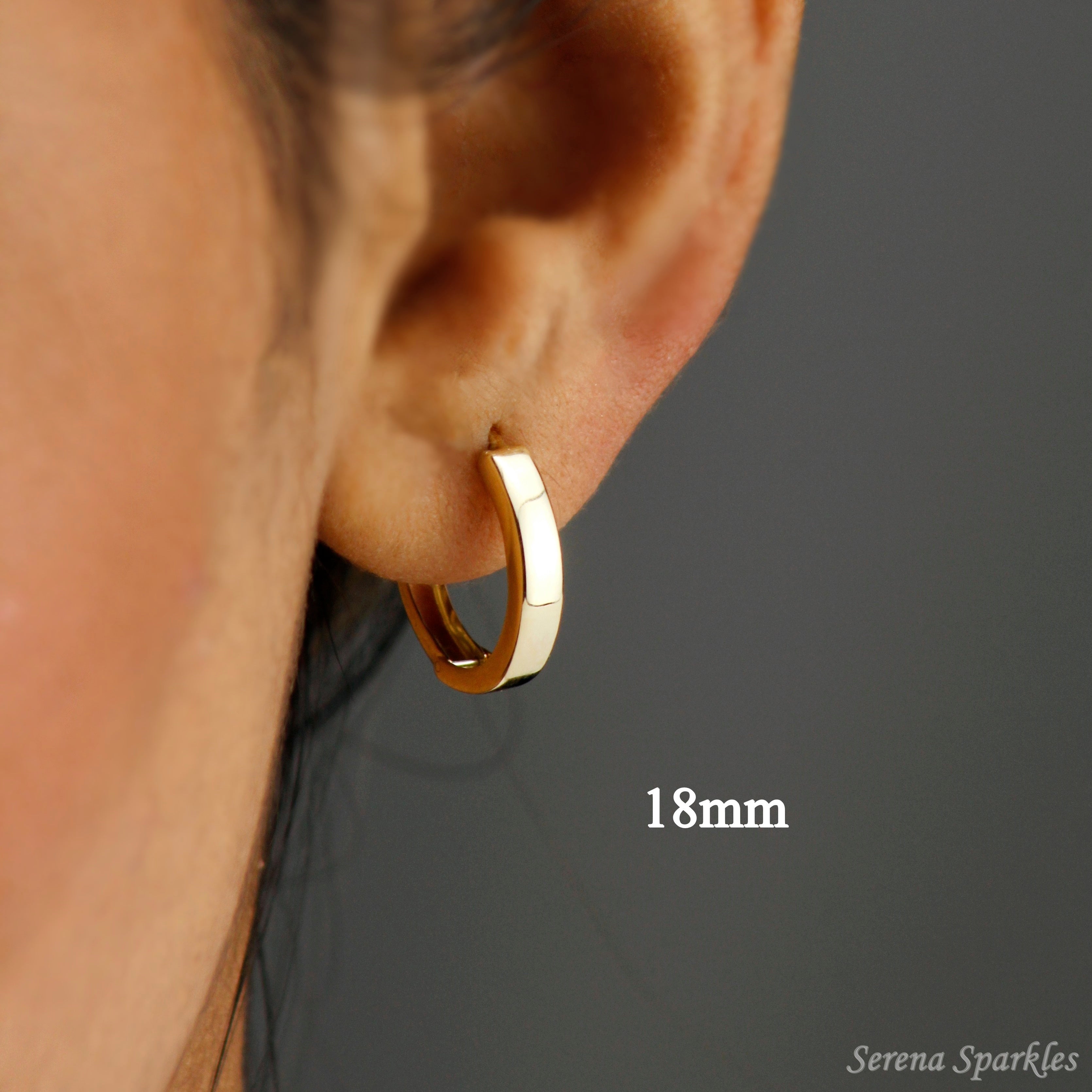 10k Solid Gold Plain Huggie Earrings - Serena Sparkles