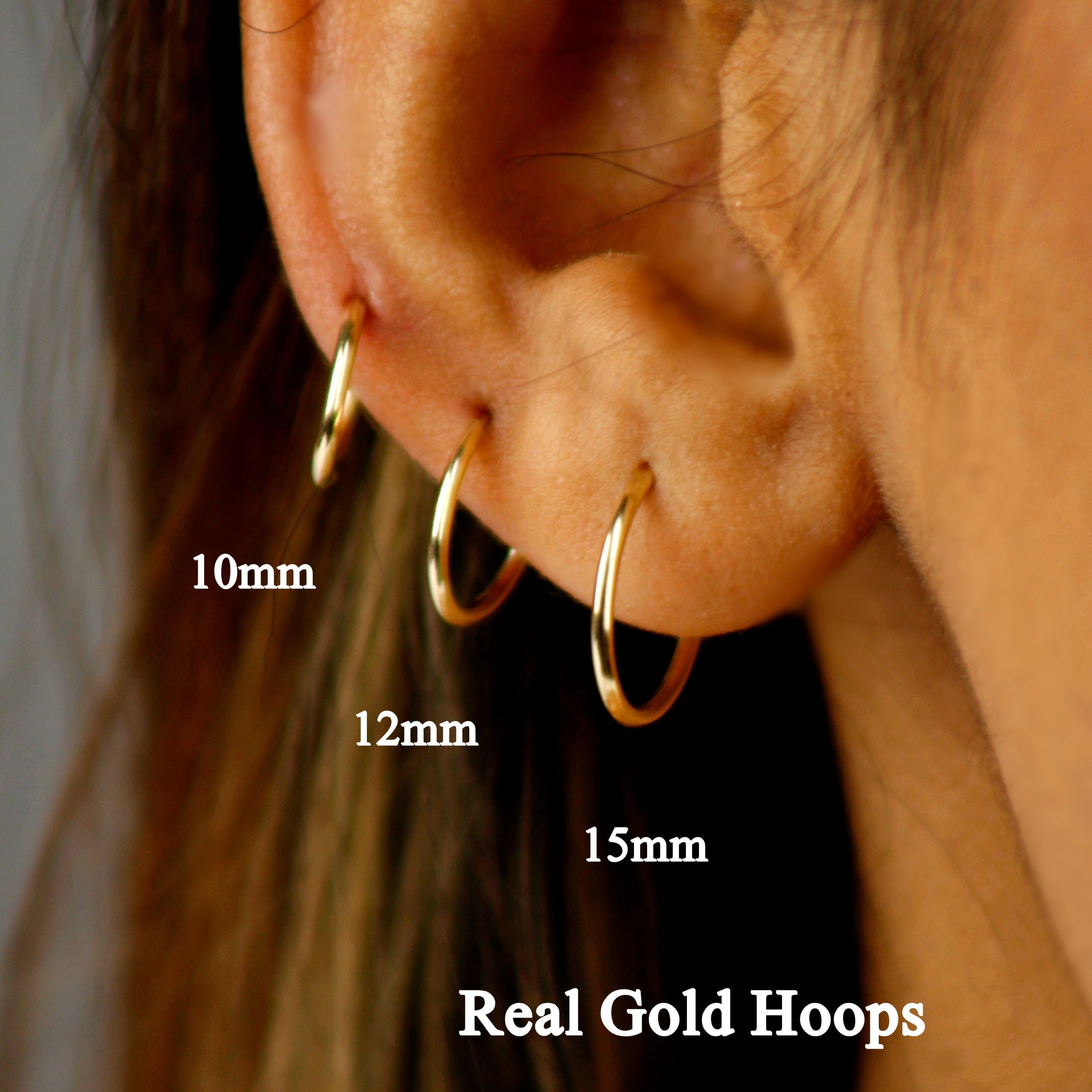 14k Solid Gold Small Sleeper Hoops - Serena Sparkles