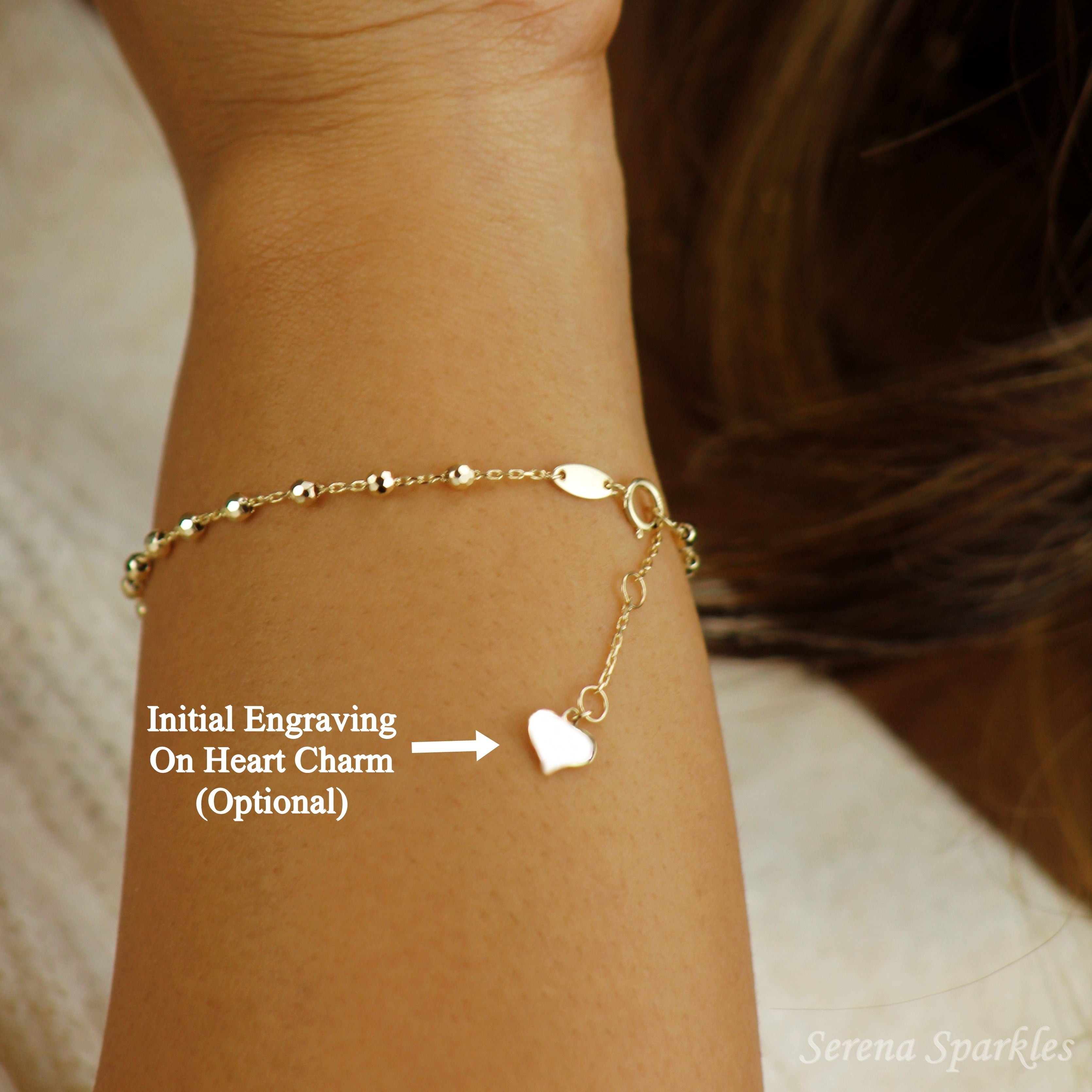 10k Solid Gold Ball Bracelet - Serena Sparkles